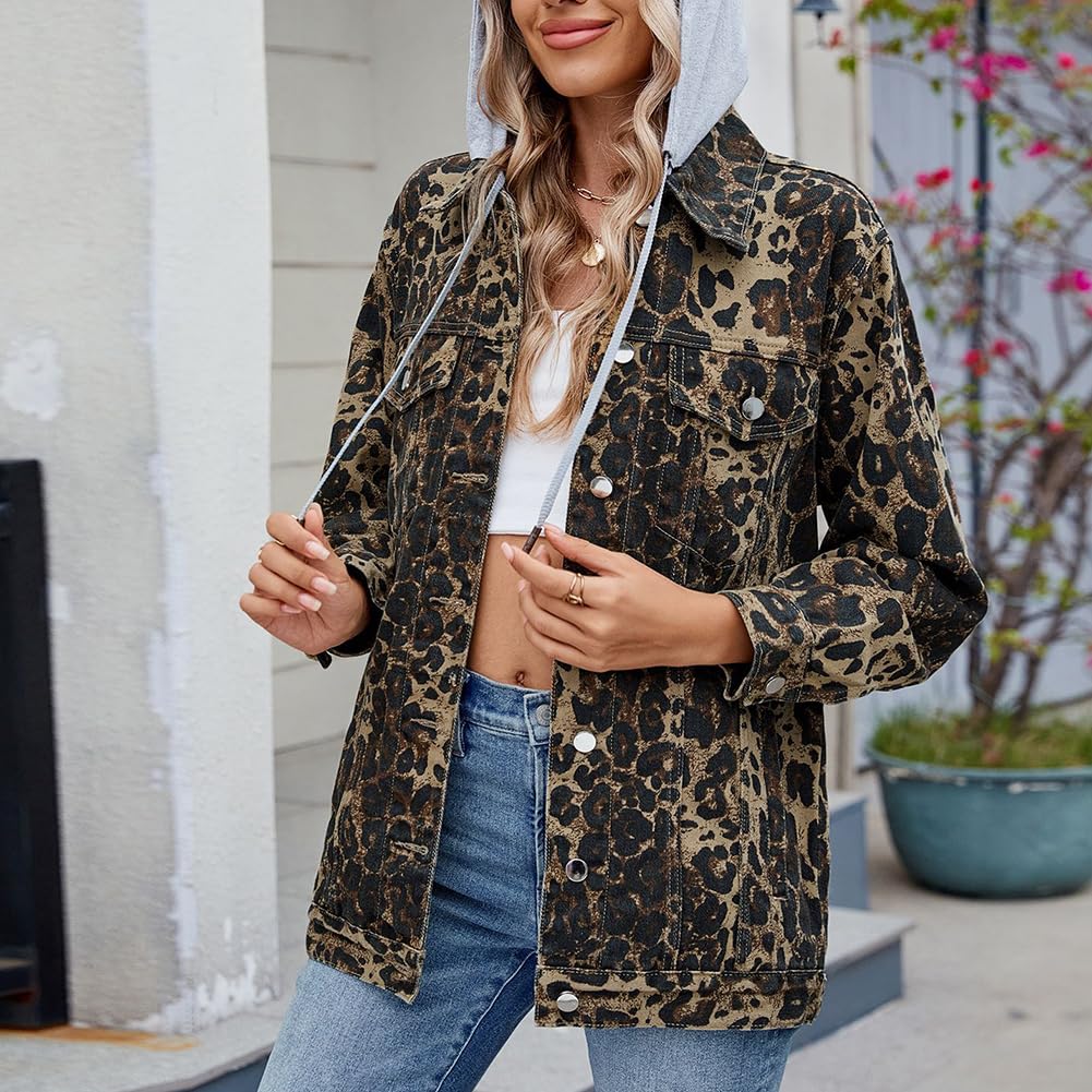 Mujer Chaqueta Vaquera de Camionero Retro Clásico Corte Holgado Denim Lavado Trucker Manga larga Abrigo de largo medio con Botones para uso diario