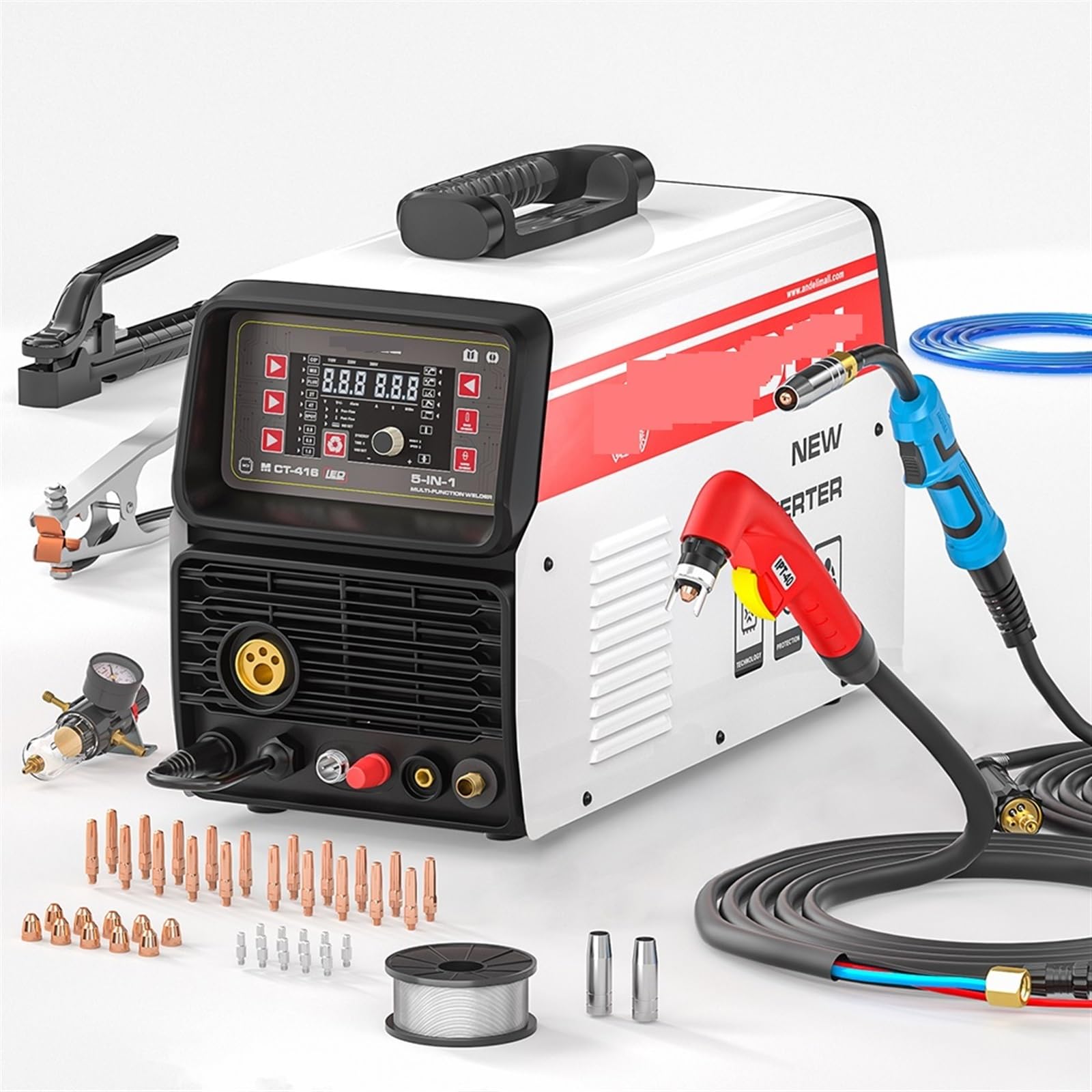Plasma Cutter, Plasma Cutting Machine with MIG TIG MMA Non-HF Non-Contact Multiprocess Welder Gas/Gasless Welding