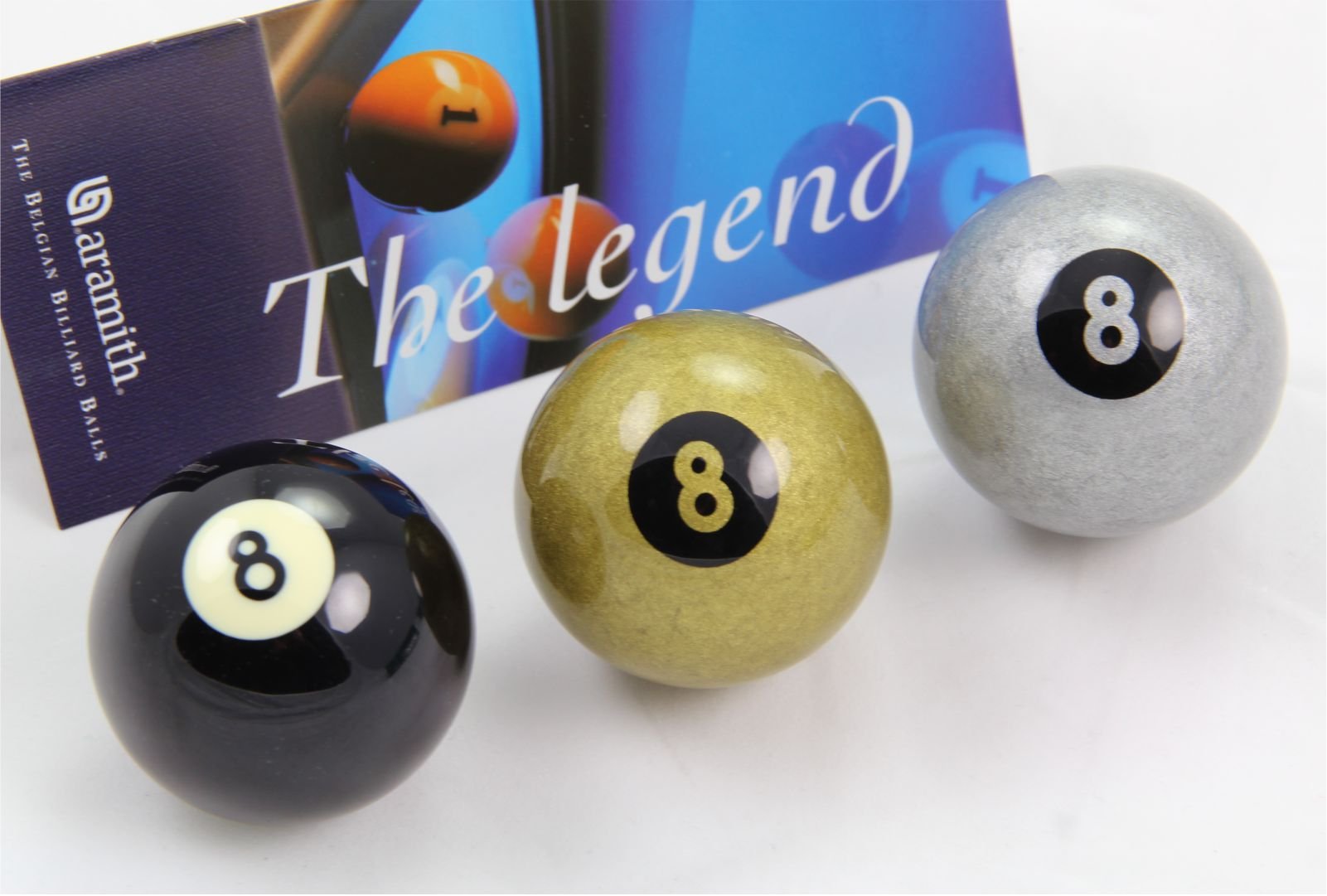 Aramith Exclusive 2" Premier BLACK, SILVER & GOLDEN 8 BALL Single Pool Cue Ball