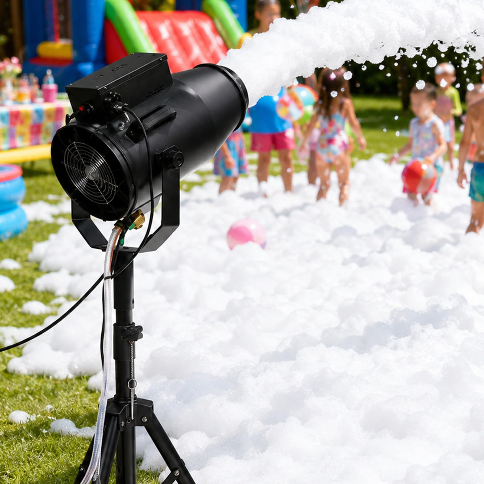 Pealiritansemen Black Foam Party Machine, Foam Cannon With 3-5 M Spray Range, Detachable Head, Stable Tripod And Fast Foam Output For Summer Parties, Bars And School Events, Backyard Poolside Fun
