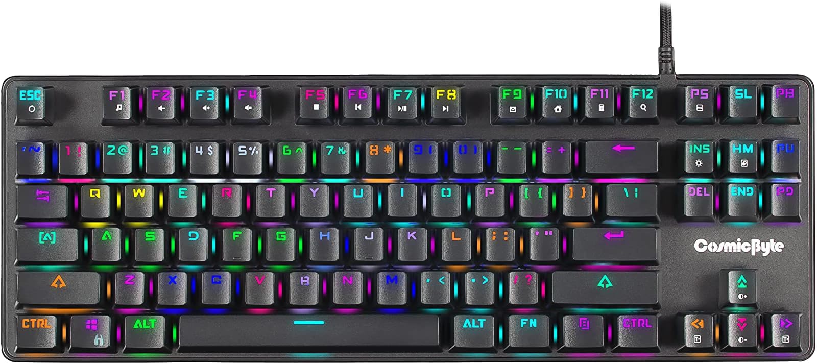 Cosmic ByteCB-GK-34 Firefly Hot Swappable Per-Key RGB Ten-Keyless Keyboard with Outemu Red Switch