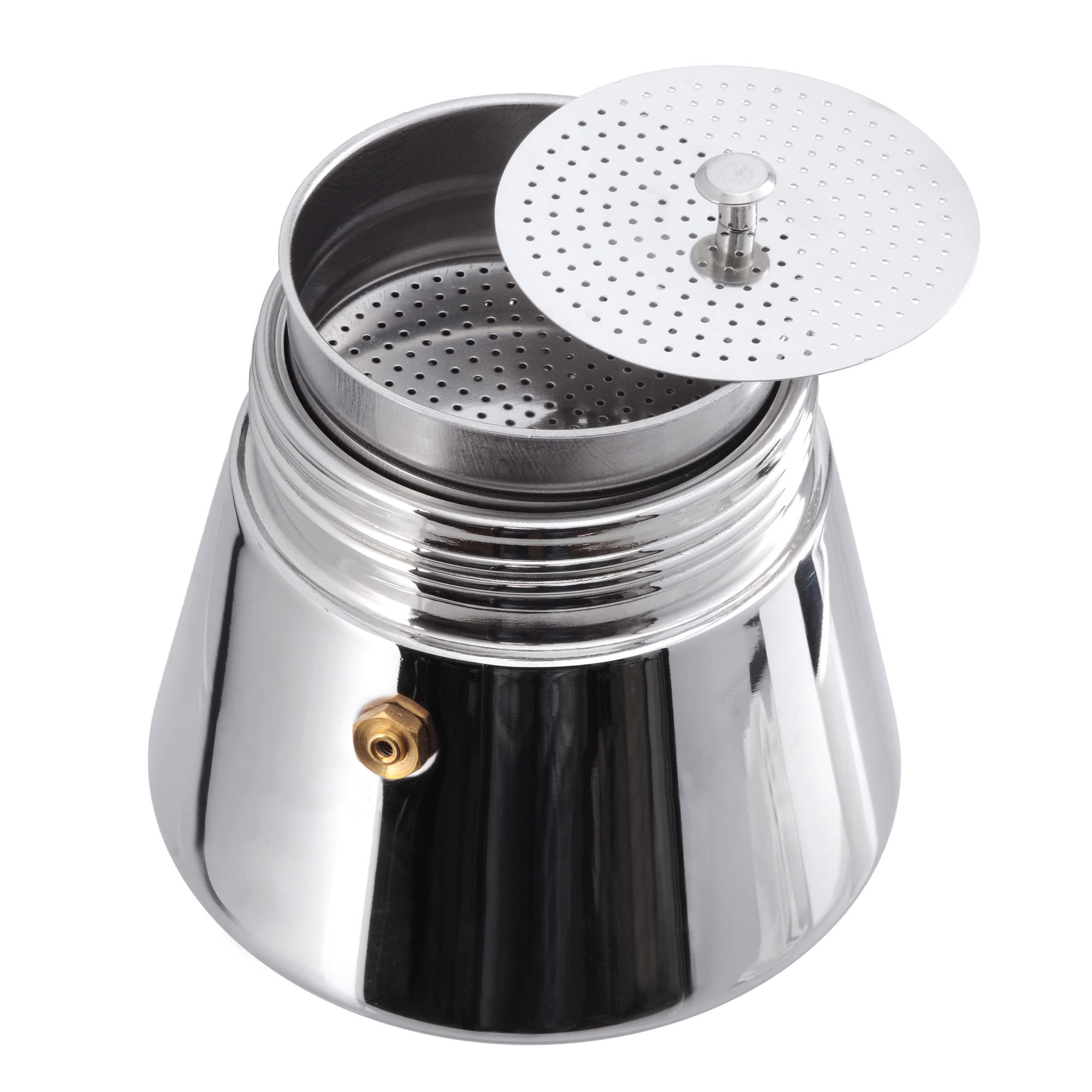 GRÄWE Espressokocher mit Glaskanne Induktion geeignet, Espressokanne aus Edelstahl für 9 Tassen, Klassischer Espresso Maker, Mokkakanne für 360 ml, induktionsgeeignet