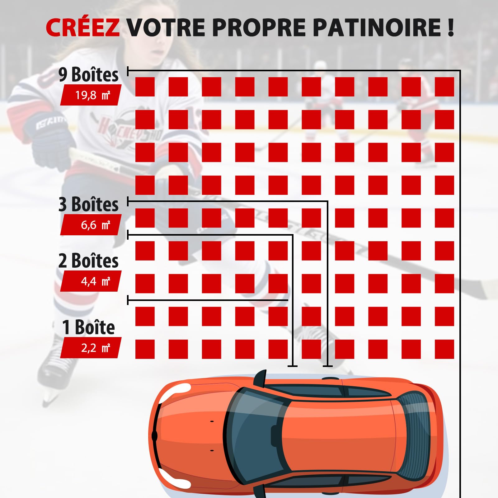 COSTWAY Lot de 10 Dalles de Sol pour Hockey 46,5 x 46,5CM, Revêtement de Sol pour Hockey Le Tir, Tapis de Glace Artificielle Intérieur Extérieur Patinoire, Installation Facile
