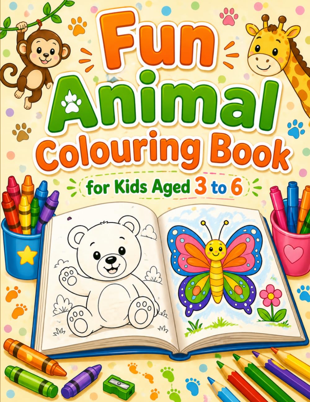 Fun Animal Colouring Book for Kids Aged 3 to 6