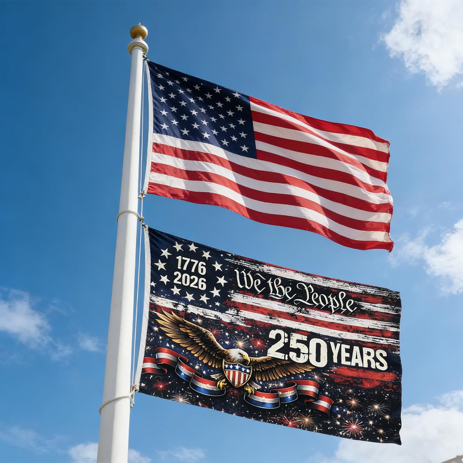 250 Year American Anniversary Flag 250th Anniversary Usa Flag Patriotic 4th of July We The People 1776 Yard Flags For Outside 3x5 Ft Double Sided Outdoor Garden Banner Decoration
