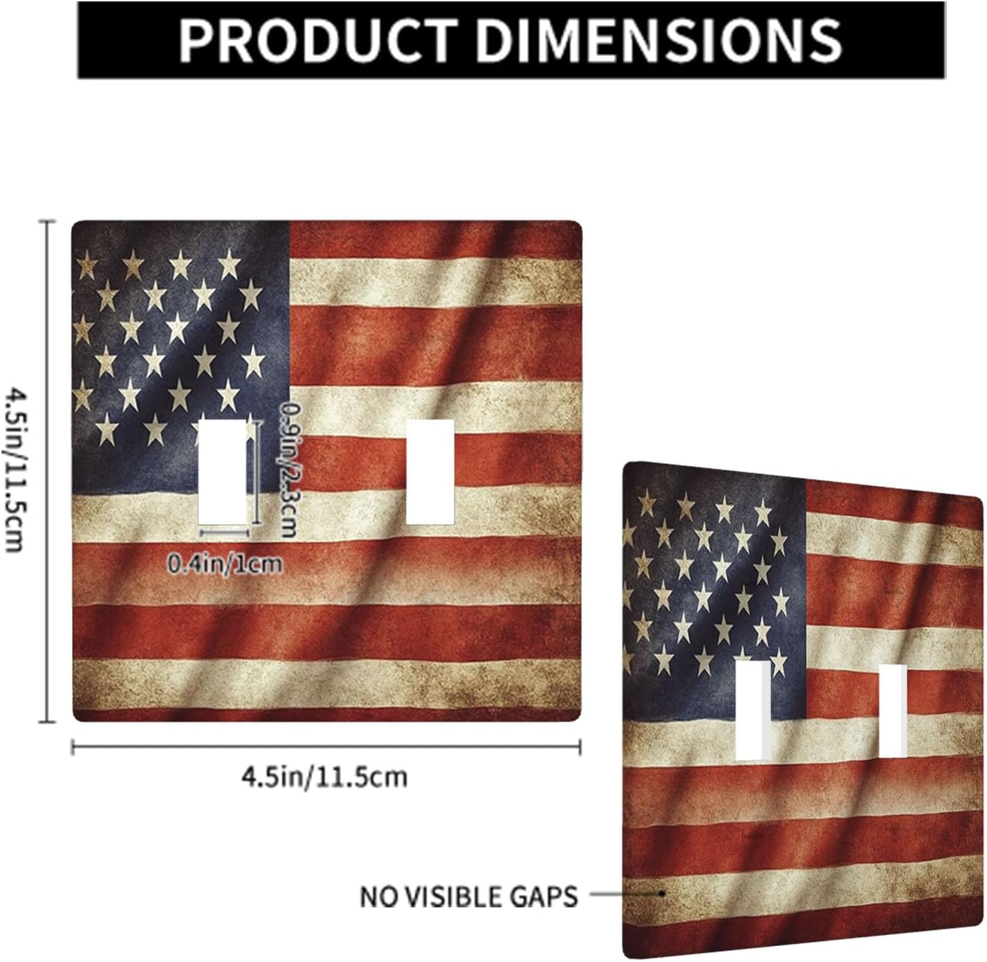 Moslion Waving USA Flag 2-Gang Toggle Outlet Wall Plate American Flag Vintage Grunge Light Switch Covers for Kitchen Bathroom Men Women