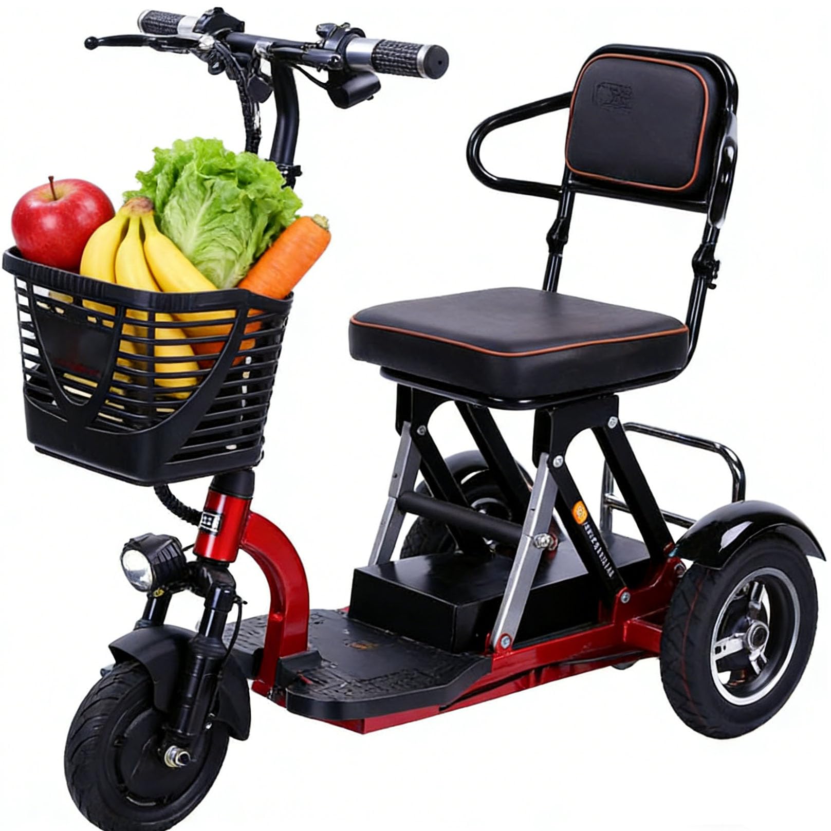 Scooter de movilidad plegable,Scooter electrico discapacitados Es muy adecuado para personas discapacitadas y personas mayores,Equipado con batería de 20 Ah Mayores Fácil de operar(Rojo)