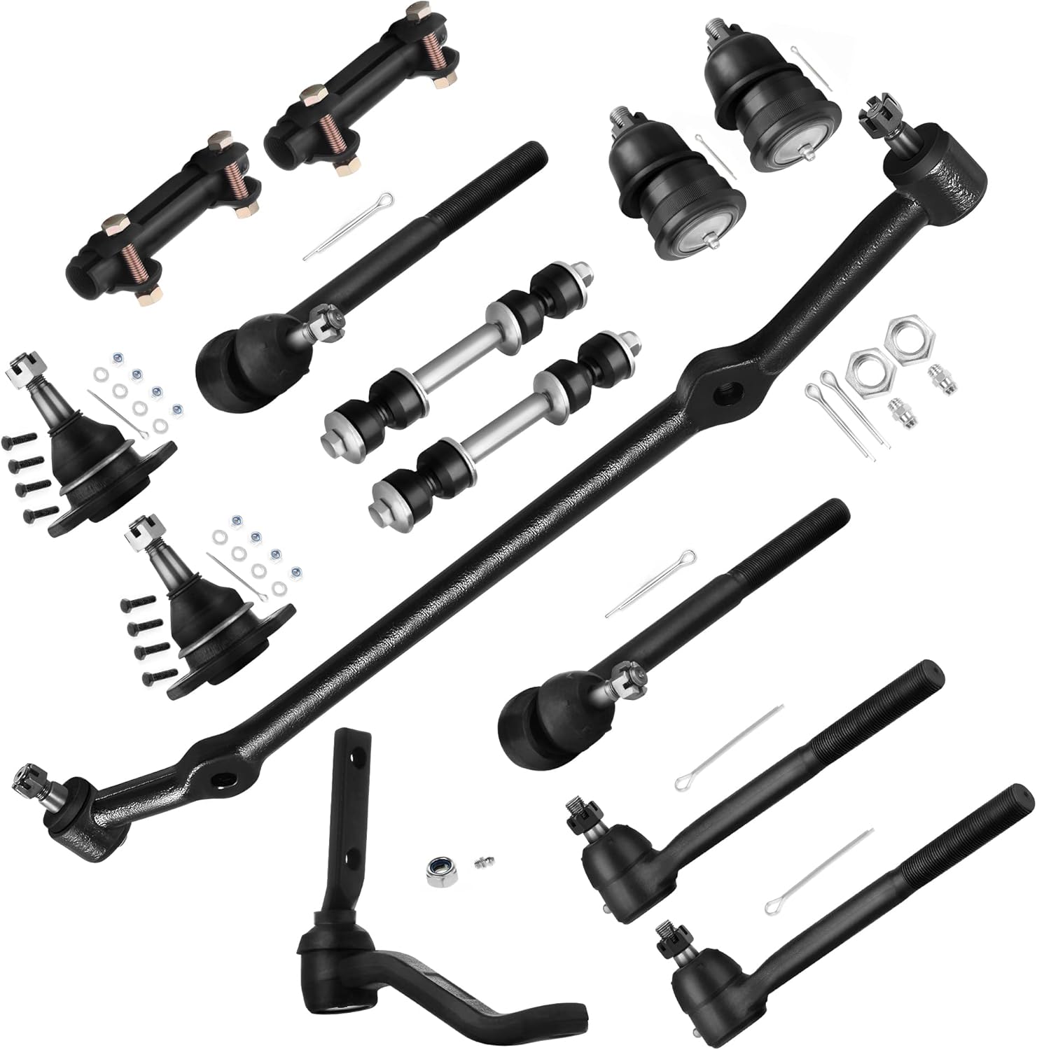 LSAILON 14pcs Inner Outer Tie Rod End Adjusting Sleeve Sway Bar Link Lower Upper Ball Joint Center Link Idler Arm Fit 1978-1996 For Chevrolet Caprice For Chevy Impala