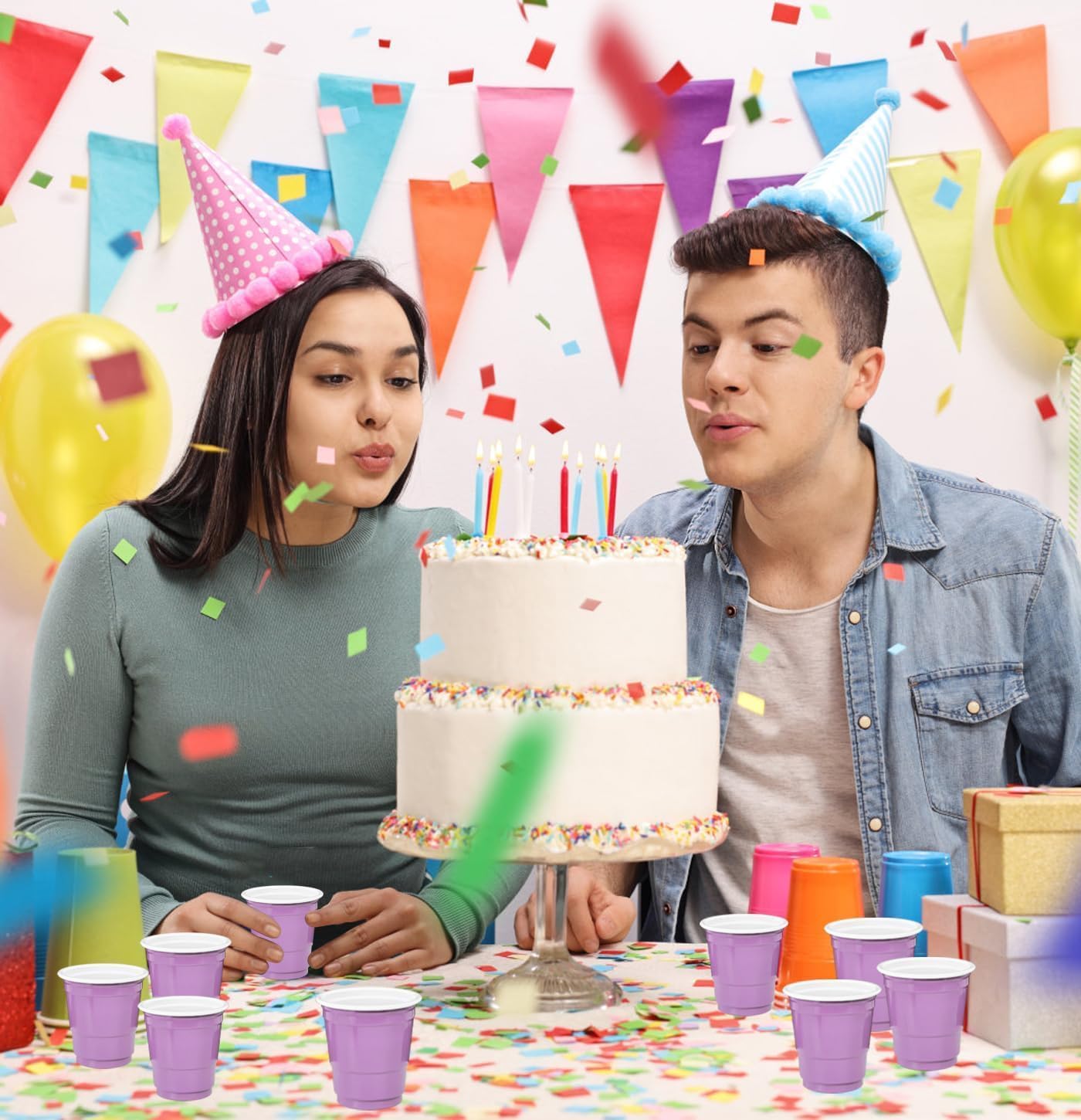 30 Pcs 16 oz Disposable Plastic Cups Bulk for Graduation Party Wedding Theme Party Birthday (Lavender Purple) - Image 6