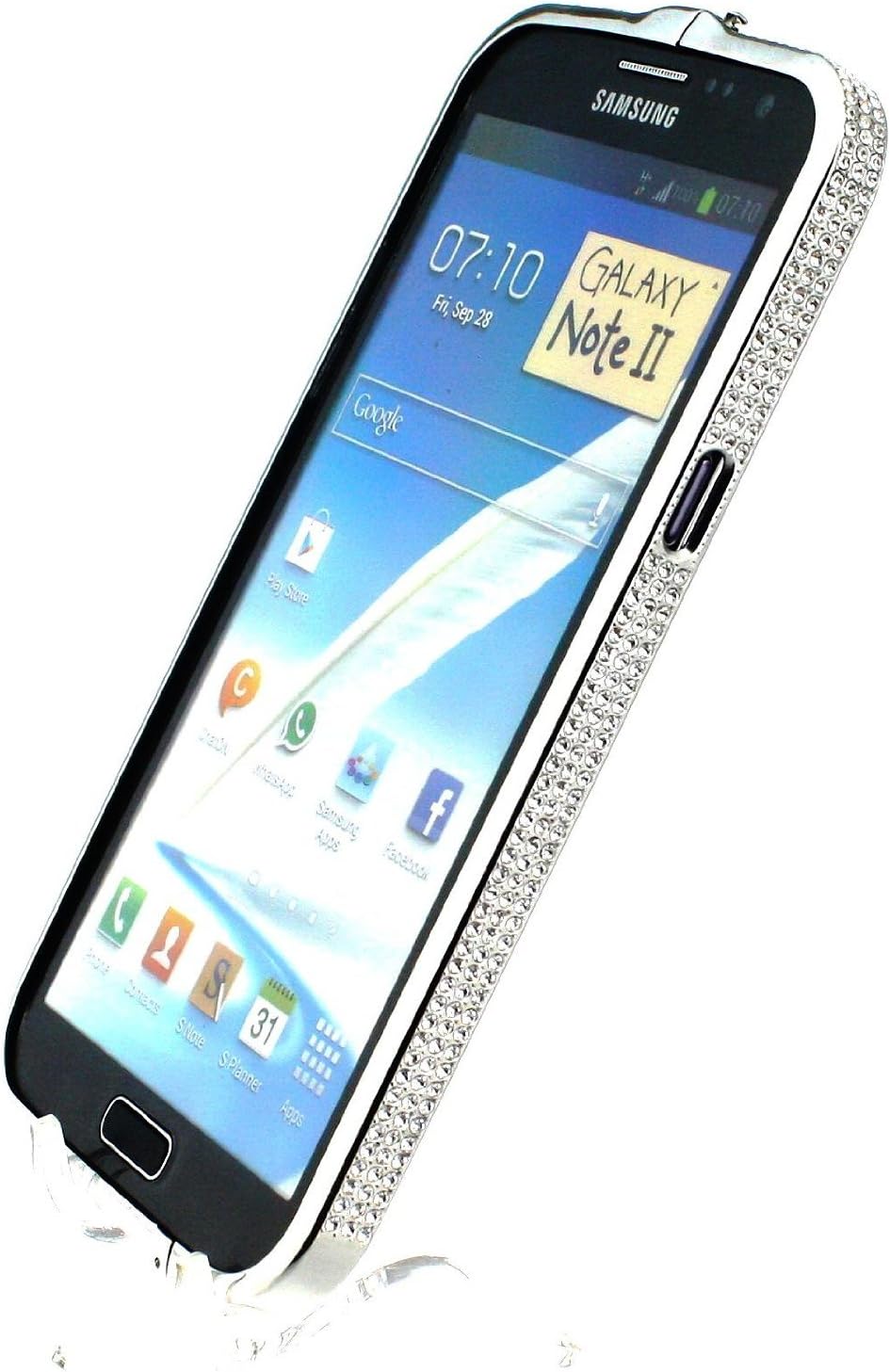 Diamond Crystal Bling Aluminum Metal Bumper Hard Silvery Case Cover for Samsung Galaxy Note 2 N7100 Match flower Hanger