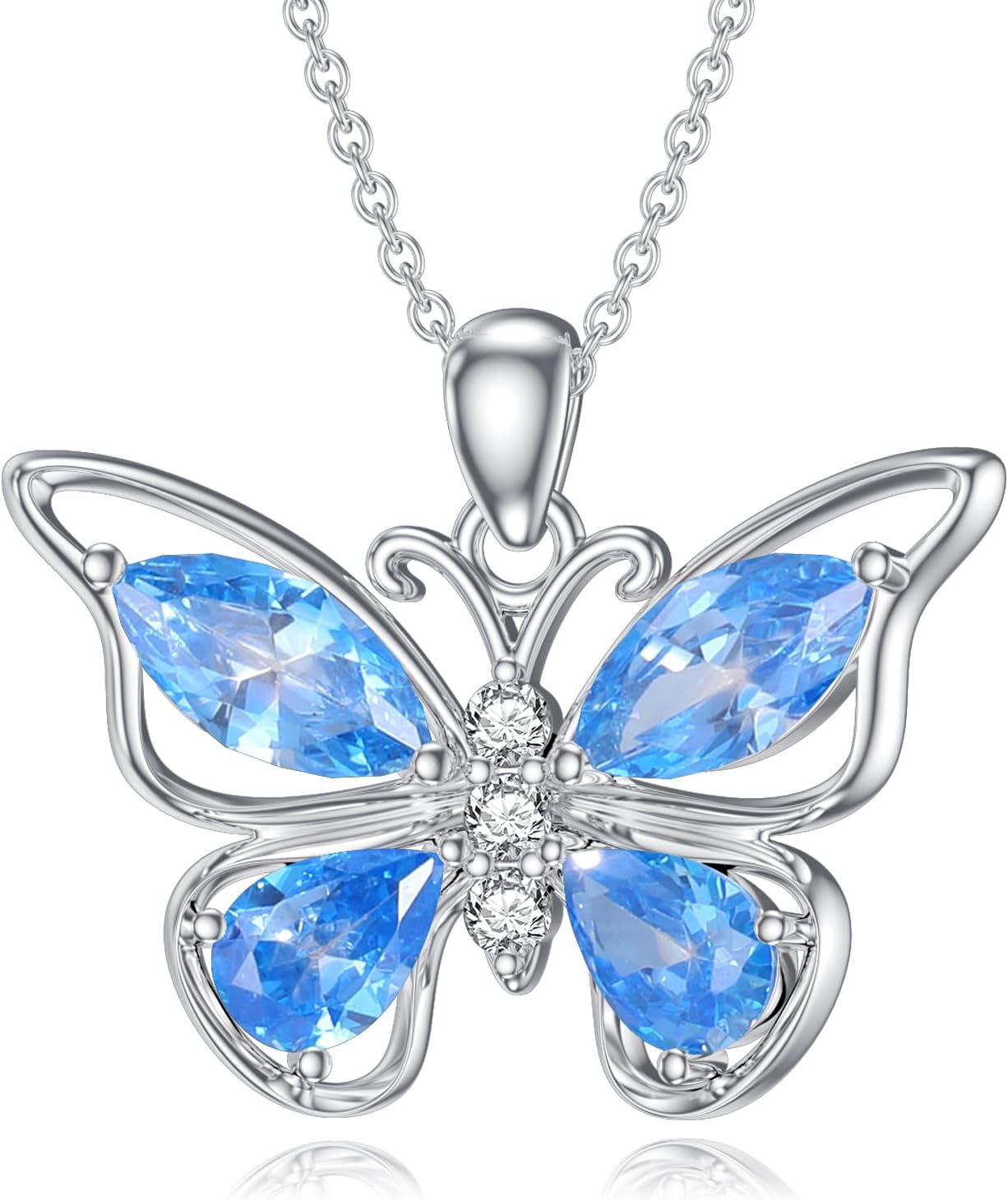 LONAGO Butterfly Necklaces for Women 925 Sterling Silver Dainty Blue Butterfly Pendant Jewelry for Mother's Day Birthday Gifts