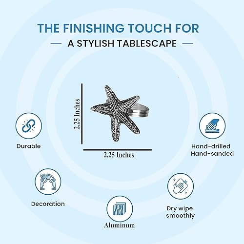 Miniatura 4 de ALPHA Living HOME Juego de 12 servilleteros de alta calidad, 100% metal, decoración de mesa resistente al óxido, servilleteros antiguos de concha