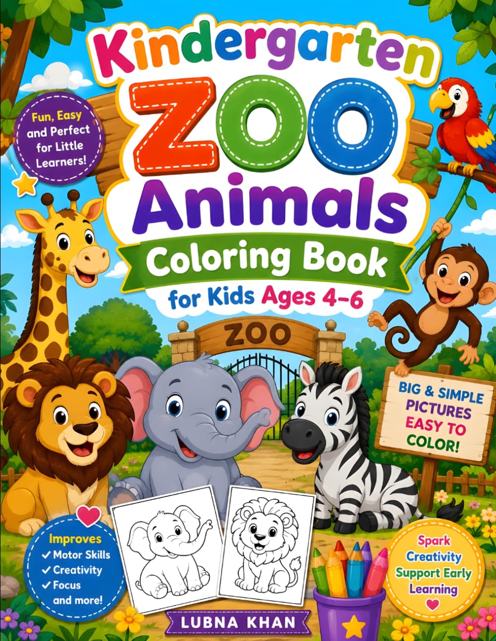 My First Zoo Coloring Book for Kids: A Fun Kindergarten Coloring Book with Cute Zoo Animals for Children Ages 4–6