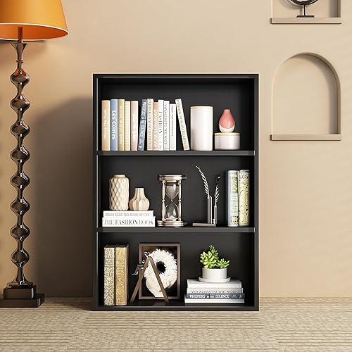 Miniatura 4 de Estantería de 3 estantes, estantería alta de madera y estanterías, estantes de exhibición de cubos de 3 niveles, organizador de almacenamiento