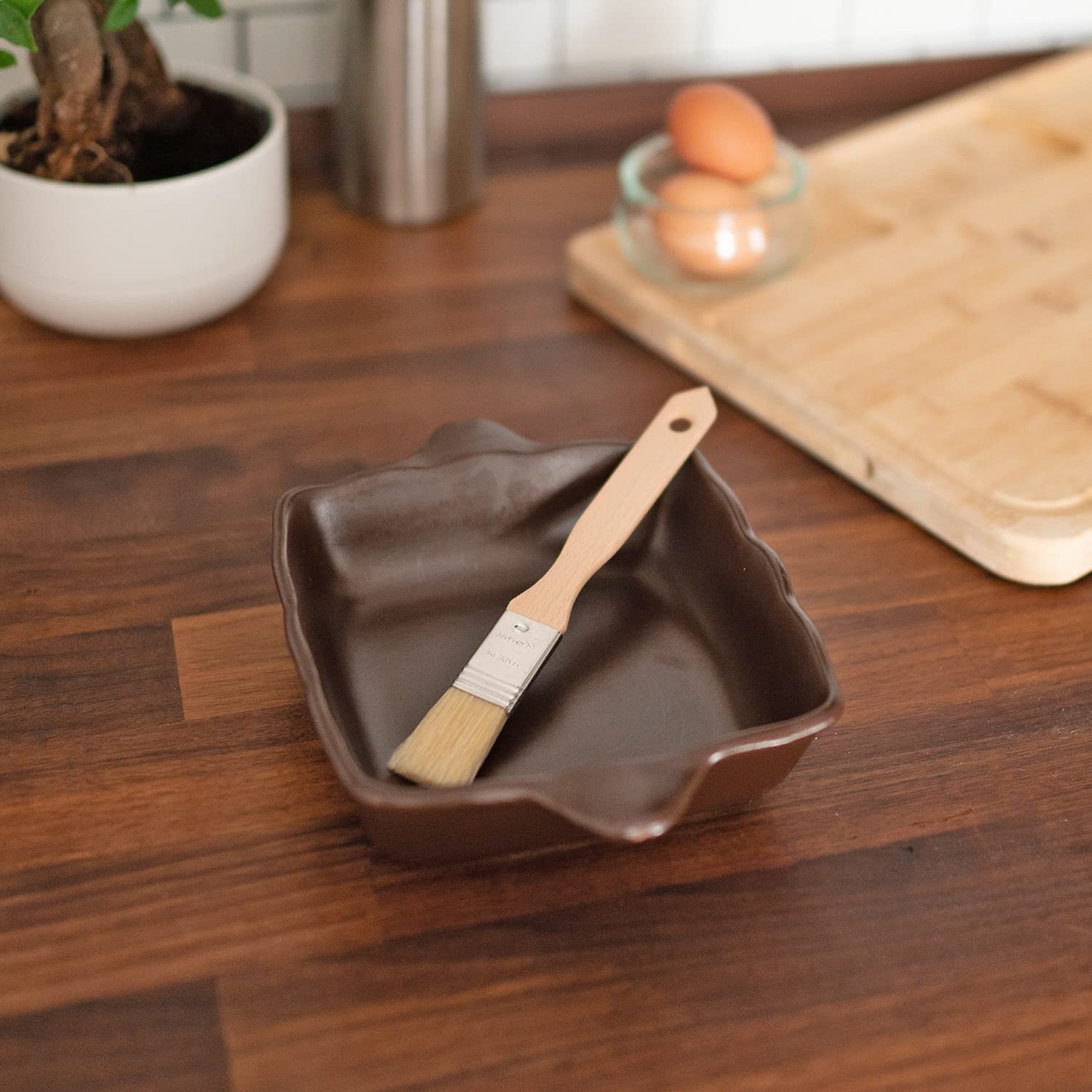 Chinchilla® Pennello da forno in legno di faggio, prodotto in Germania, pennello domestico di alta qualità per cuocere, cucinare, grigliare e all'aperto, pennello da cucina con setole