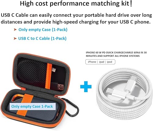 Miniatura 2 de Funda de disco duro para Samsung T7 Shield, compatible con SanDisk 500GB-4TB Touch Funda de almacenamiento portátil para disco duro, unidad de