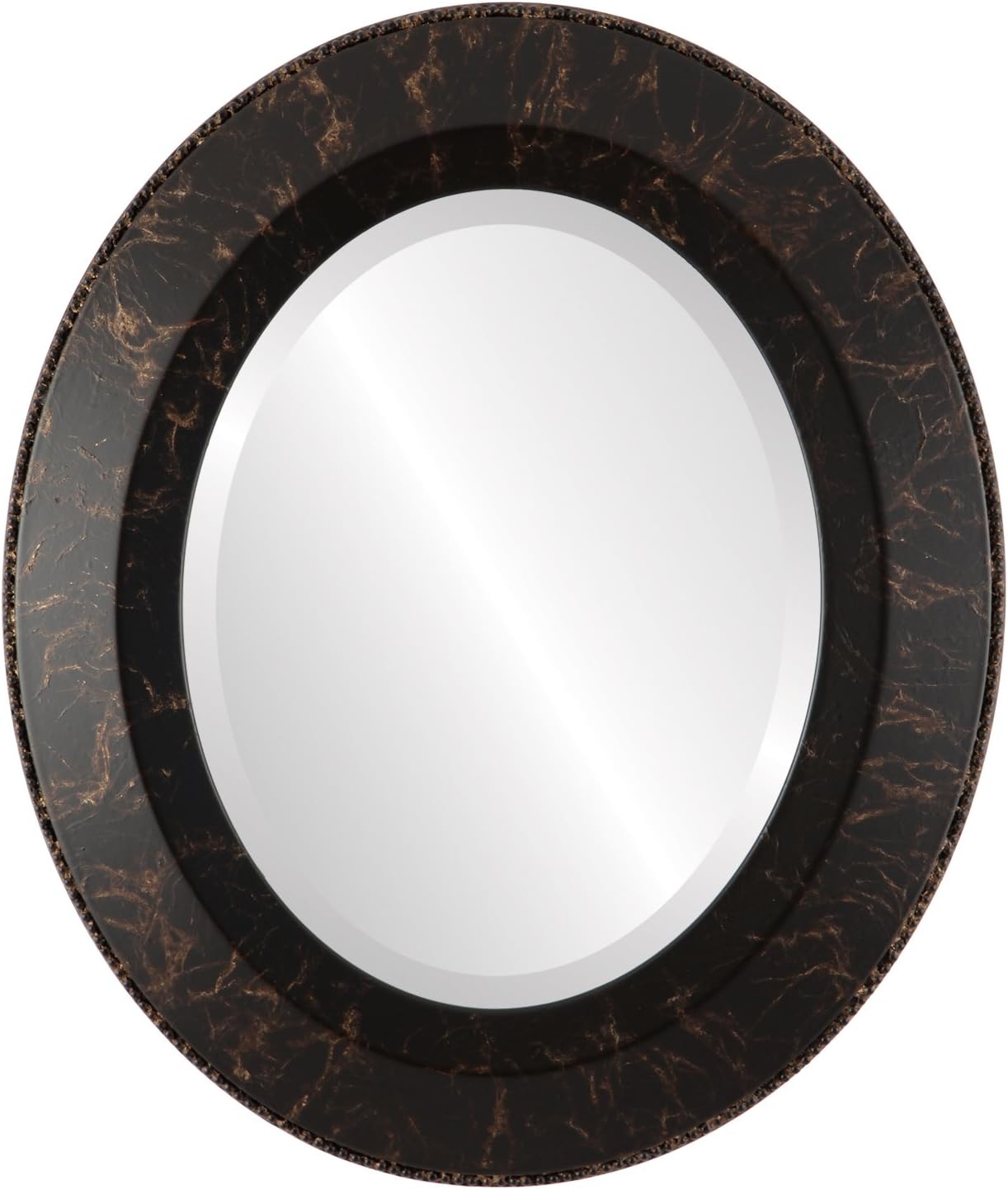 Oval Beveled Wall Mirror for Home Decor - Lombardia Style - Veined Onyx - 22x26 Outside Dimensions