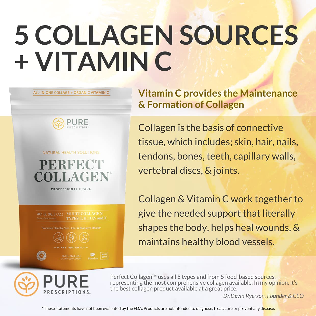Pure Hydrolyzed Multi Collagen Peptides Protein Powder Supplement