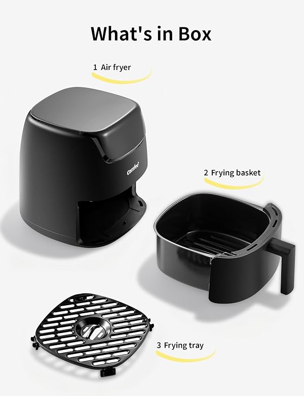 COMFEE' Small 2.1 Quart Digital Air Fryer, Compact Design for 1–2 People, Touch Screen Controls, 360-Degrees Hot Air Circulation, Ceramic Basket, and 4 Cooking Presets by COMFEE' - Image 6