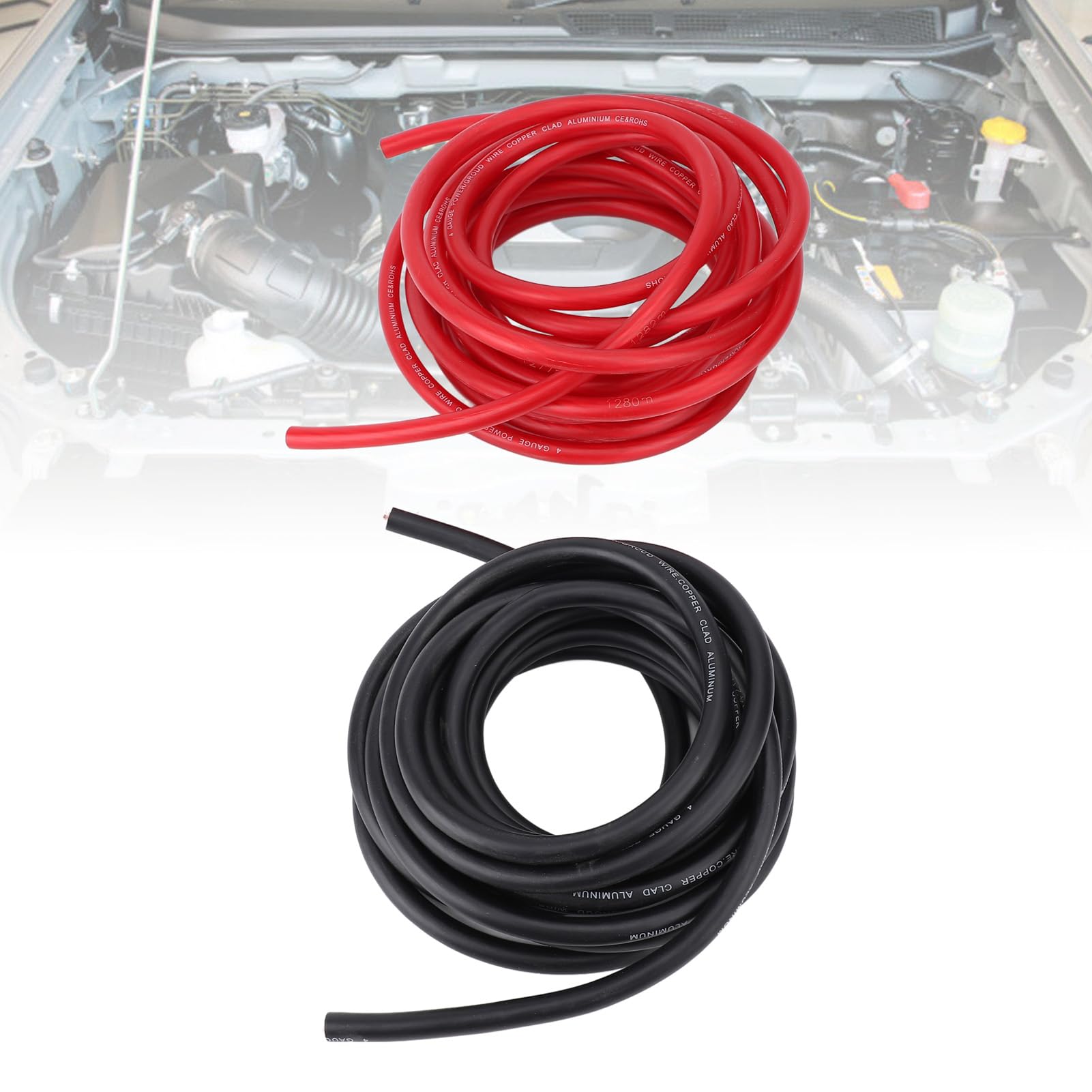 Fafeicy Kabel Zasilający 4AWG o Długości 20 Stóp, Miedziany Aluminiowy Przewód Elektryczny z rurką termokurczliwą, 2 szt. do Przyczepy Samochodowej RV, Linia Energetyczna do Samochodowego Sprzętu