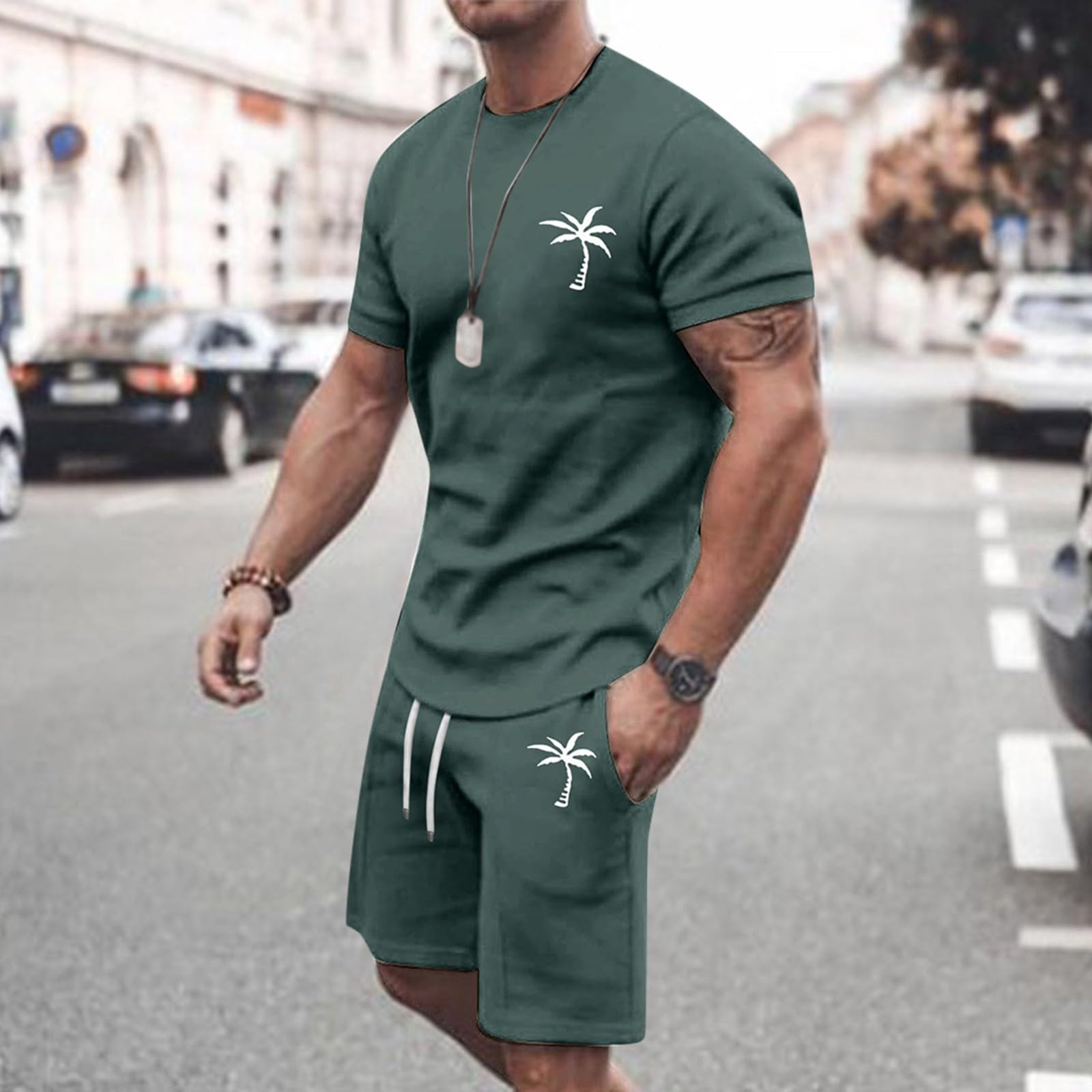 Chándal para hombre conjunto camiseta y pantalón corto deporte verano