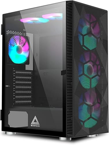 Miniatura 28 de Montech - 6 unidades de malla X3, 3 ventiladores fijos de 140 mm y 3 ventiladores fijos de 120 mm con iluminación RGB, carcasa ATX de media torre