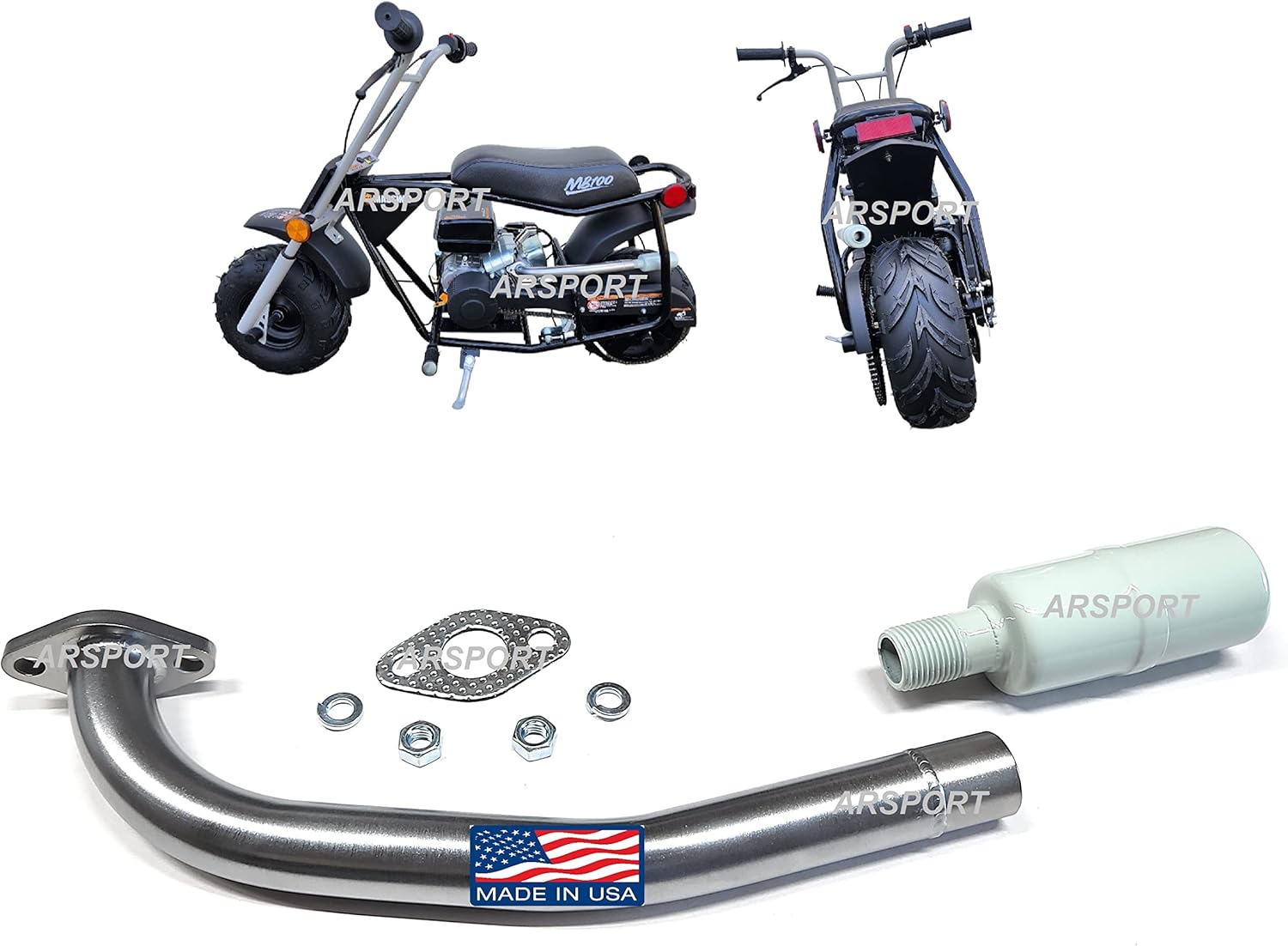 Exhaust Muffler for Massimo Mini Bike MB100 Mini Bike Off-Road Motorcycle.
