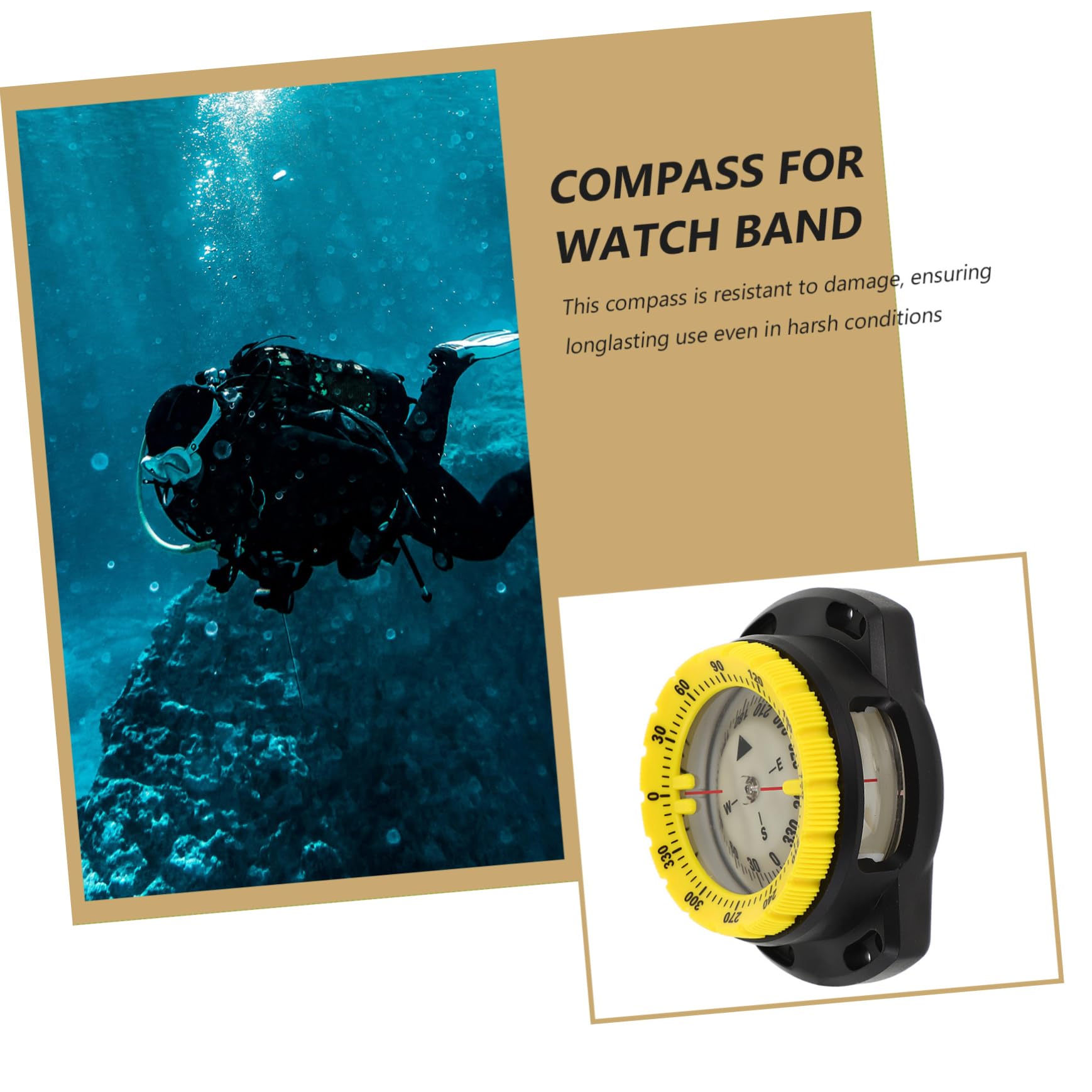 Happyyami Reloj con Brújula de Buceo Brillante la Oscuridad Correa de TPU Amarilla para Deportes Acuáticos Senderismo Supervivencia
