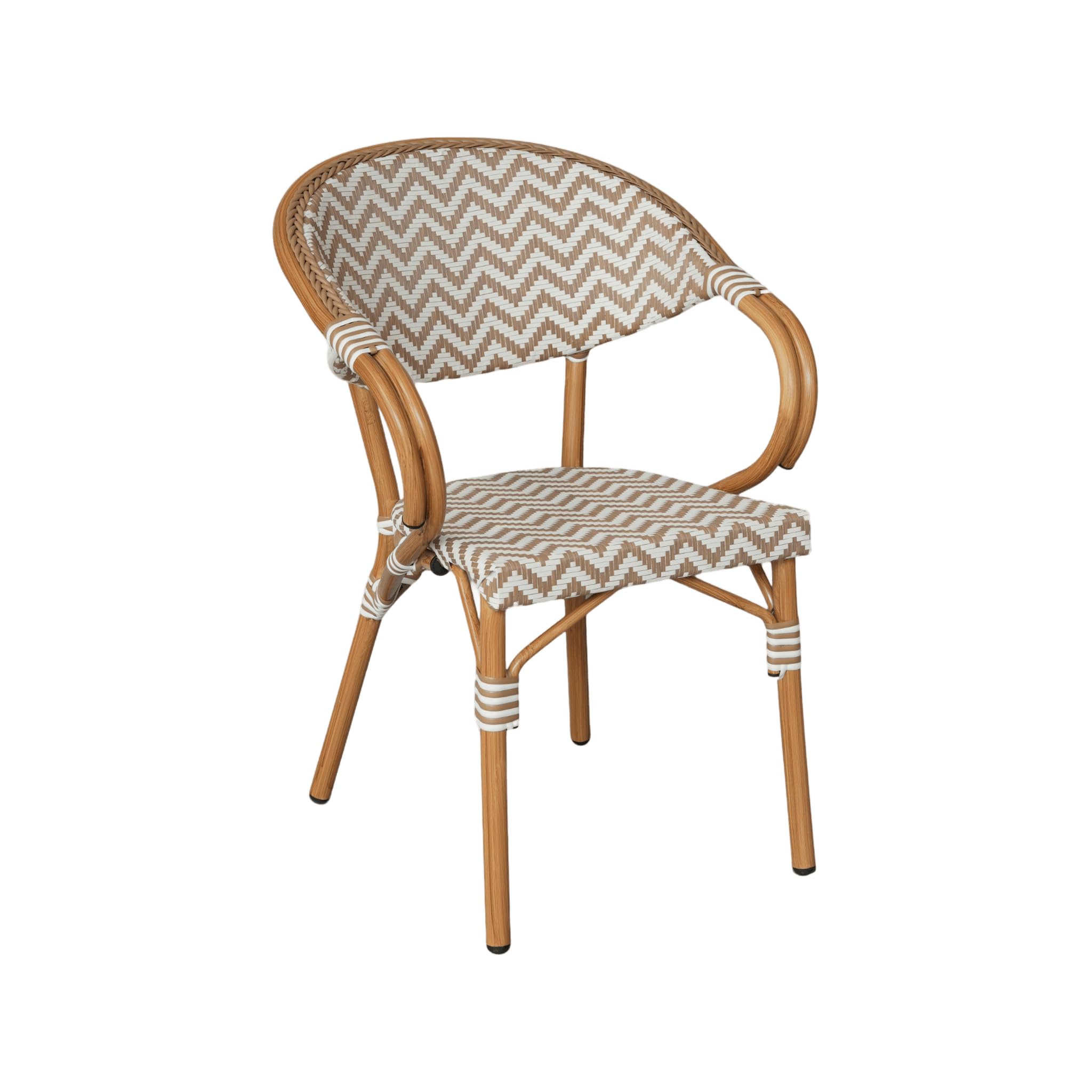 Rebecca Mobili Lot de 2 Chaises de Salle à Manger Extérieur, Fauteuils de Jardin Empilables, Marron et Blanc, Structure en Aluminium – Dimensions HxLxP : 84 x 57 x 57 cm – Art. RE7260