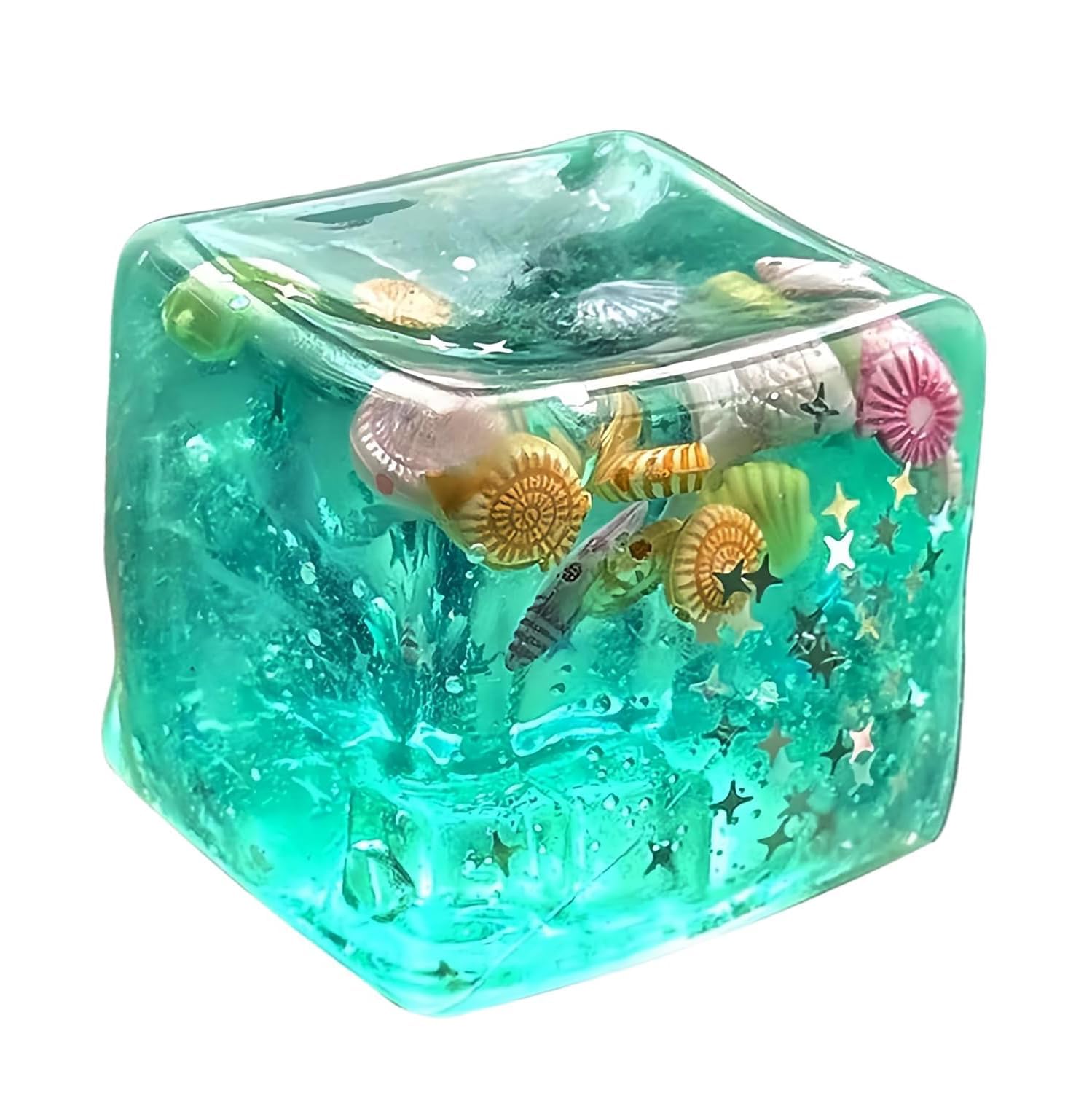 Stress Cube Masonry Ice Squishy Stress Balls-Diamond Malt Sugar Ball-Fidget Toy for Your Best Mellow and Chill-Square Shape Hand Exercise Balls- Age 5 Month to Adult (Ocean Green)-image-35