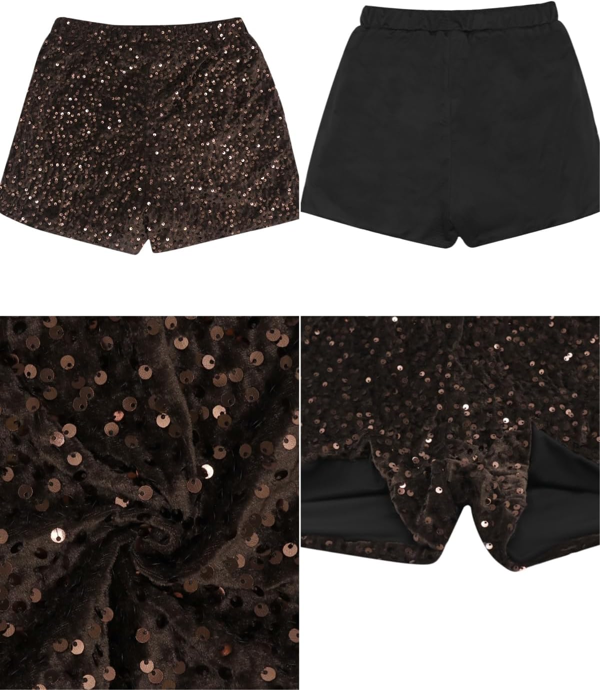 Women's Shiny Sequin Mini Shorts Sparkly Elastic High Waisted Bottoms Party Club Rave Festival Outfits - Image 7