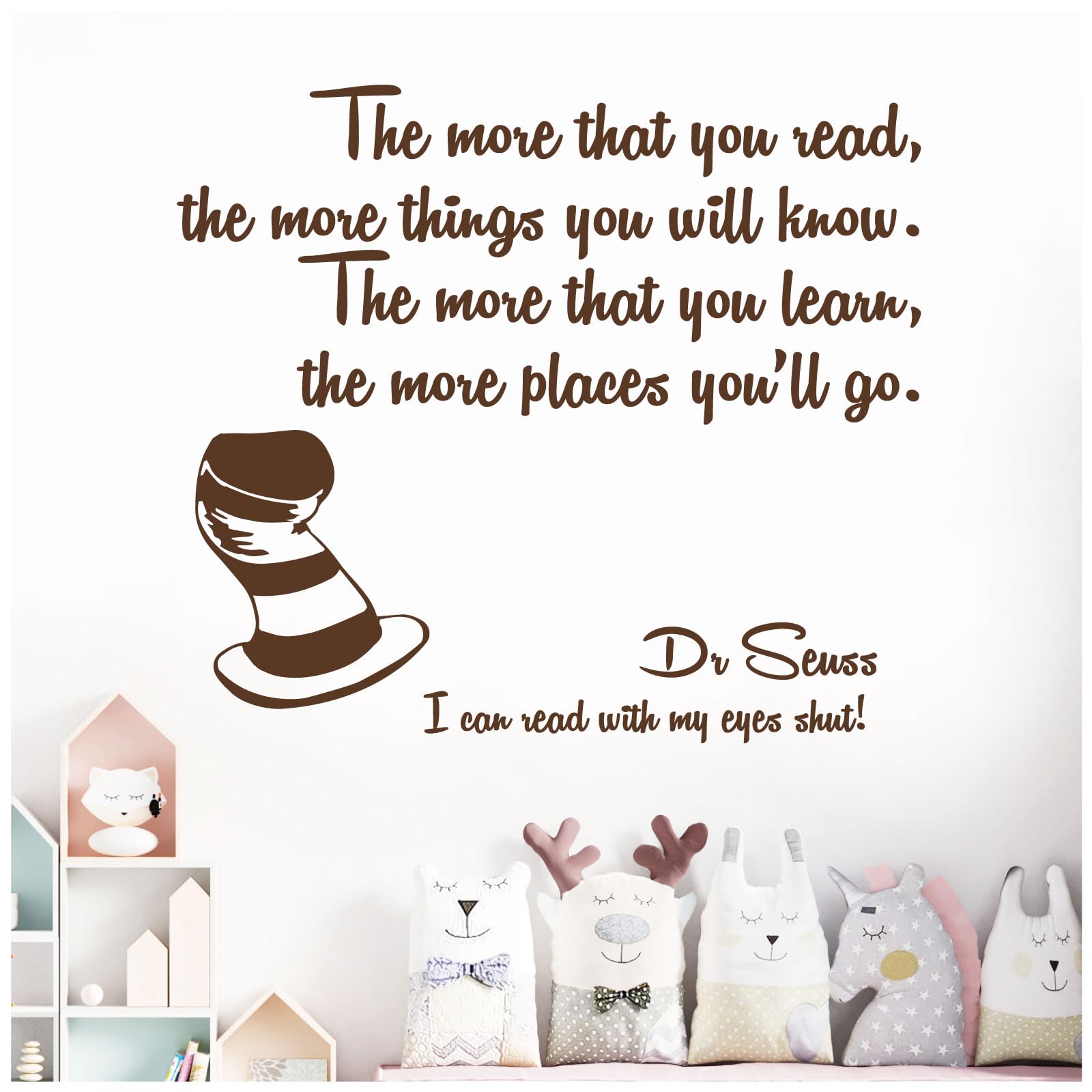 The More that You Read, the More Things You Will Know - Dr Seuss Book Quote Decal Wall Sticker [Medium] [Chocolate]