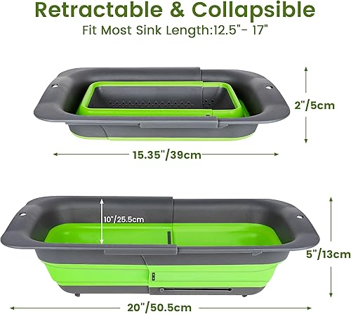 Miniatura 2 de ROTTOGOON Colador Plegable de 7 Cuartos, Colador Expandible Sobre el Fregadero, Colador de Silicona Ajustable para Fregadero de Cocina, Cesta de