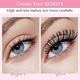 280 Pcs Individual Lashes 40D+50D Mixed Lash Clusters 14 Rows Cluster Lashes that Look Like Eyelash Extensions DIY Lash Extension Self Application At Home (40+50-C-9-16mix)