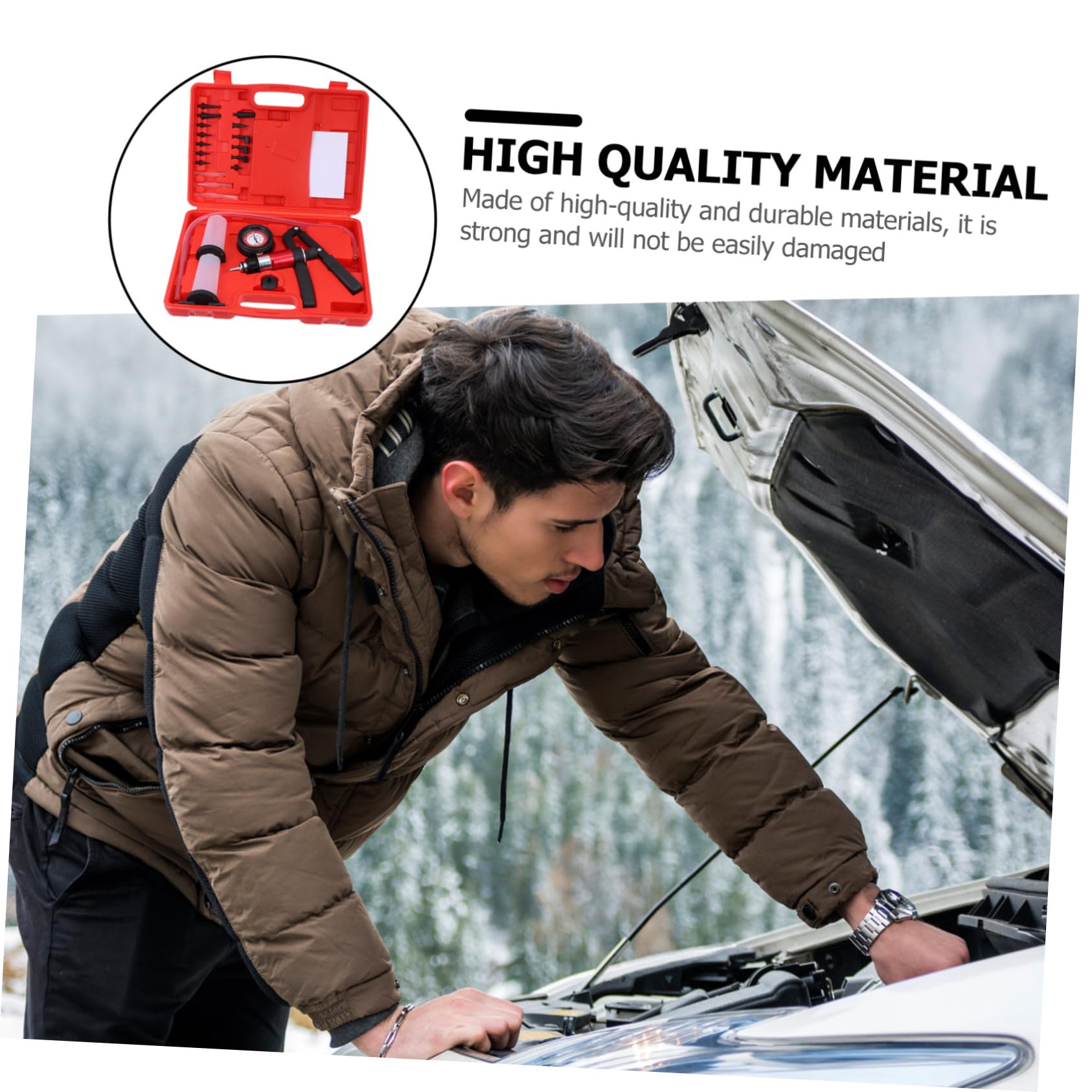 Alipis Kit de Purga de Frenos para Coche Bomba de Vacío Manual, Sellado Excelente y Fácil de Transportar, Incluye Adaptadores y Estuche Duradero para Uso en Casa o Negocio