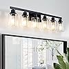 DIKAIDA 6-Light Black Vanity Lights 38'' Modern Bathroom Vanity Lighting Fixtures Above Mirror， Industrial Matte Bathroom Light Fixtures, Bath Wall Light Fixtures, Black Wall Sconces
