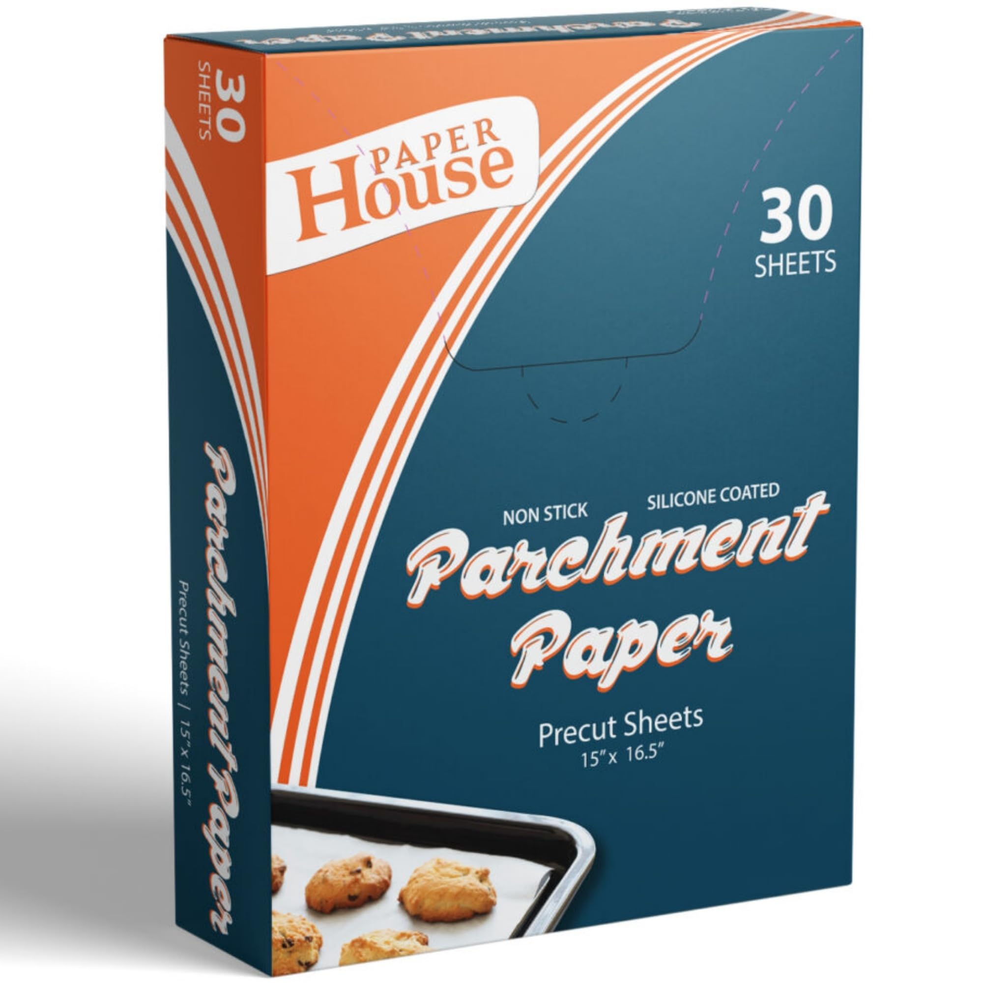 [30 Sheets] Baking Precut Parchment Paper Sheets Non Stick Silicone Coated 15