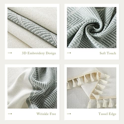 Miniatura 5 de QIANQUHUI Mantel bordado para mesa de comedor, a prueba de polvo, derrames, resistente a la suciedad, de algodón y lino (azul, cuadrado, 55 x 55