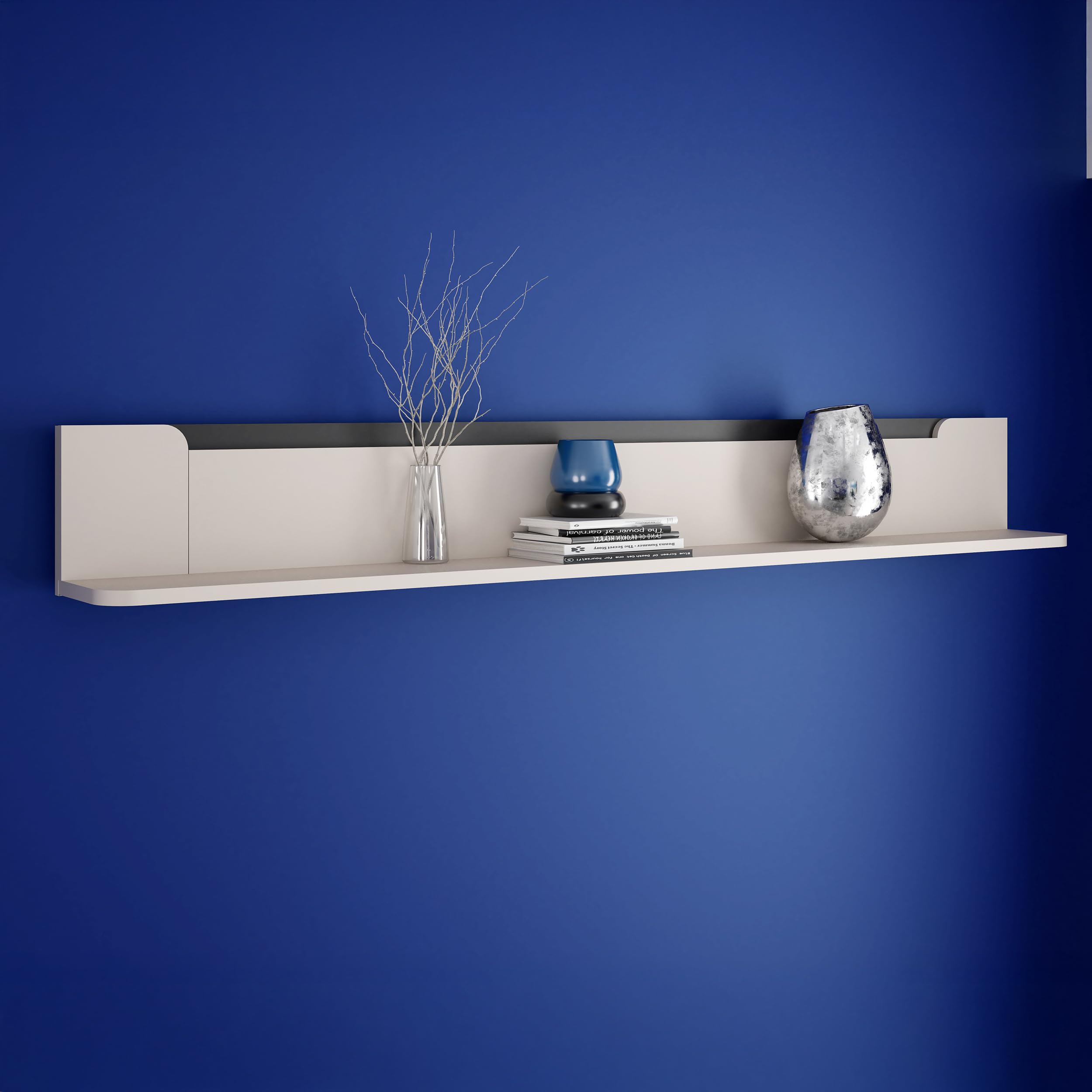 Forte VODOL Wandregal 200, modernes Wandregal mit Ablage, Holzwerkstoff, Kaschmir|Beige, 200 cm breit x 25,6 cm hoch x 21,9 cm tief