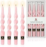 Vista 20 de Velas cónicas en espiral sin perfume, color blanco, 4 velas trenzadas de 7.5 pulgadas, hechas a mano, para cena, boda, decoración del hogar