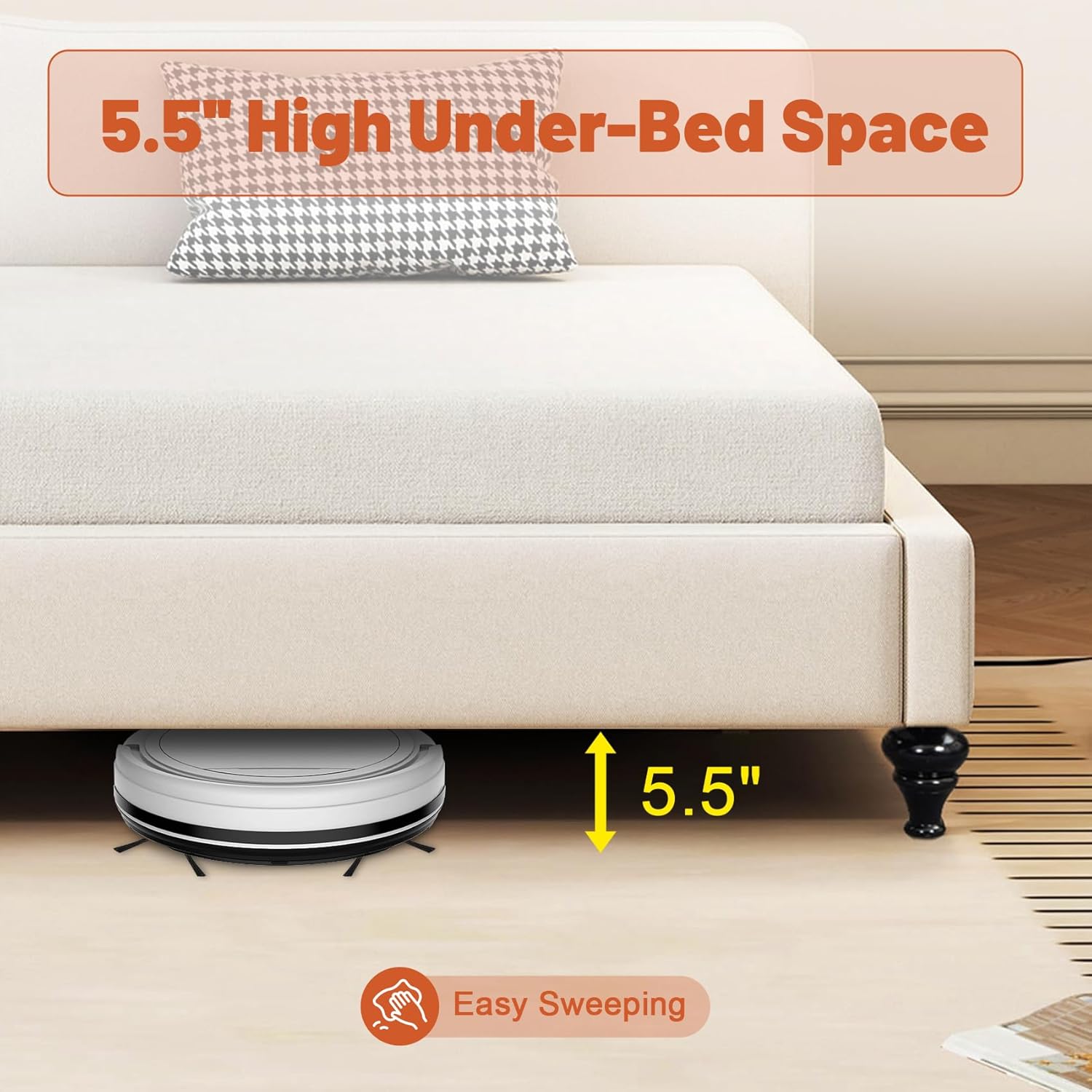 Twin Size Upholstered Daybed L-Shaped Linen Sleeper Sofa Bed with Solid Wood Legs Corner Day Bed Frame for Living Room Bedroom Guestroom, Beige