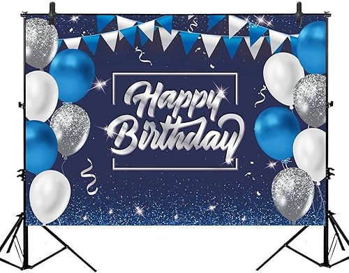 Miniatura 7 de Decoración de feliz cumpleaños de 5 x 3 pies, telón de fondo de cumpleaños con purpurina, cartel de feliz cumpleaños, suministros de fiesta de