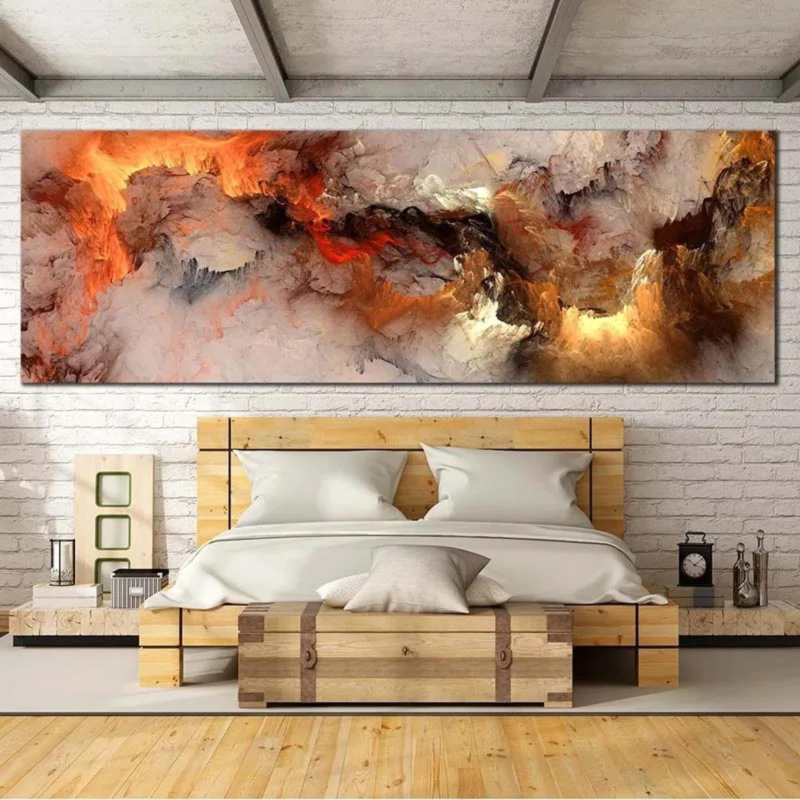 Texture orange et blanche sur toile tendue grand format 180cm - 8