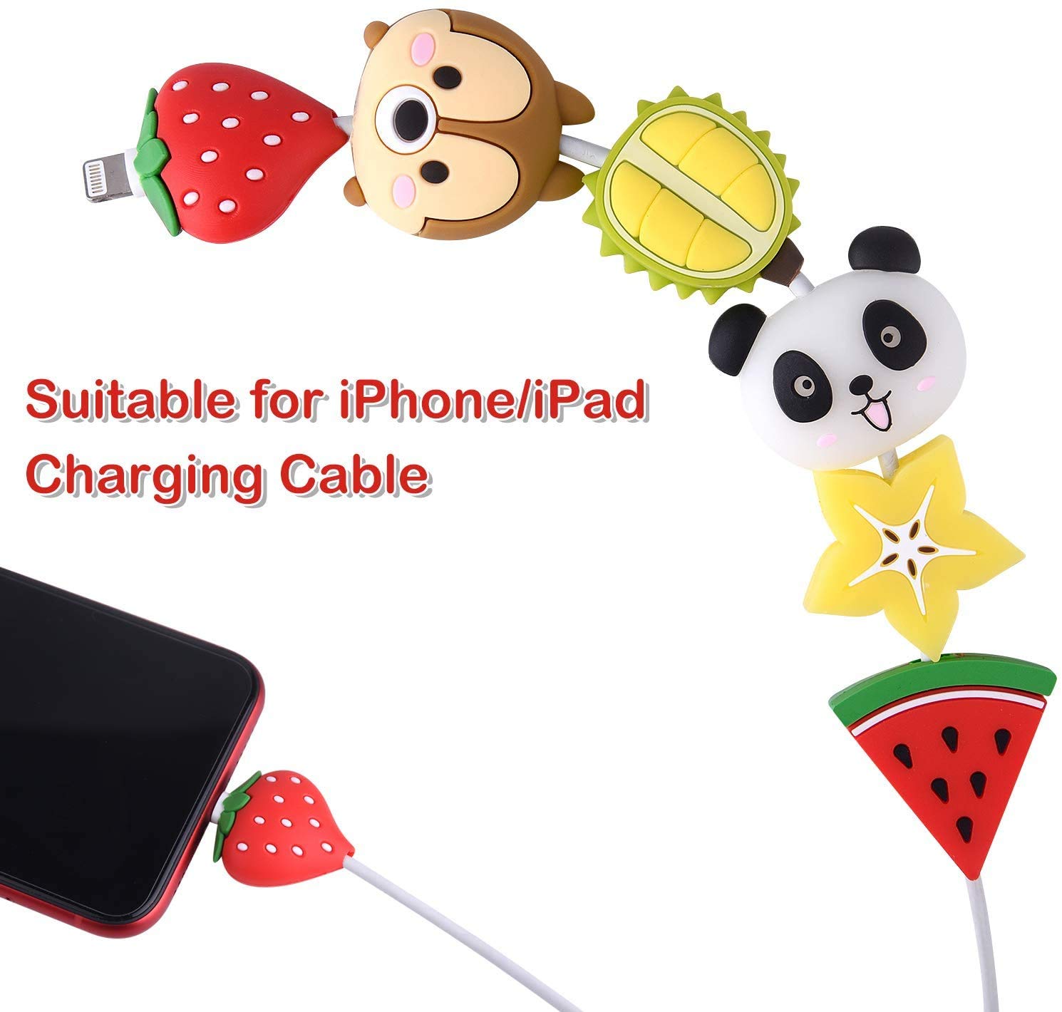 skenlihfeng 20 Pcs Cable Protector for iPhone/ipad USB Cable, Plastic Cable Protectors Cute Drink Fruit Dinosaur Animals Charging Cable Saver, Phone Accessory Protect USB Charger (Type B(20PCS)