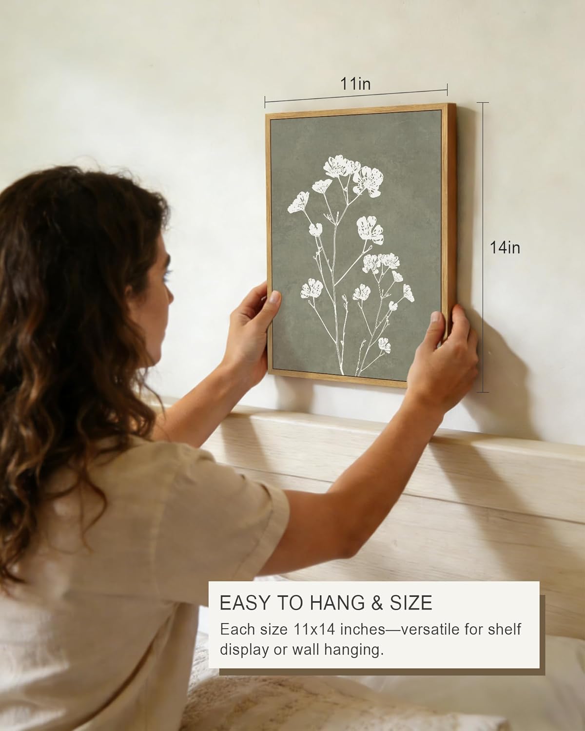 Drsoum Flower Wall Art Vintage Floral Minimalist Wall Hanging Decor Farmhouse Colorful Botanical Prints Artwork for Office Dining Room Hallway 11x14in Natural Framed