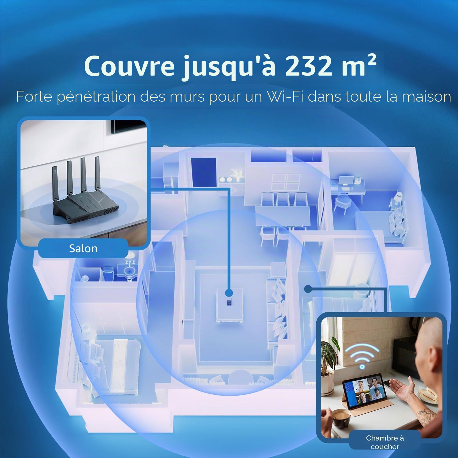 GL.iNet GL-BE6500 Flint 3e Routeur Wi-Fi 7 Double Bande Haut débit VPN 2,5 GHz
