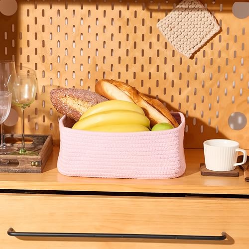 Vista 88 de Cestas de almacenamiento pequeñas para organizar Contenedores organizadores de armario Cesta de juguetes para estante Cestas de cuerda tejida