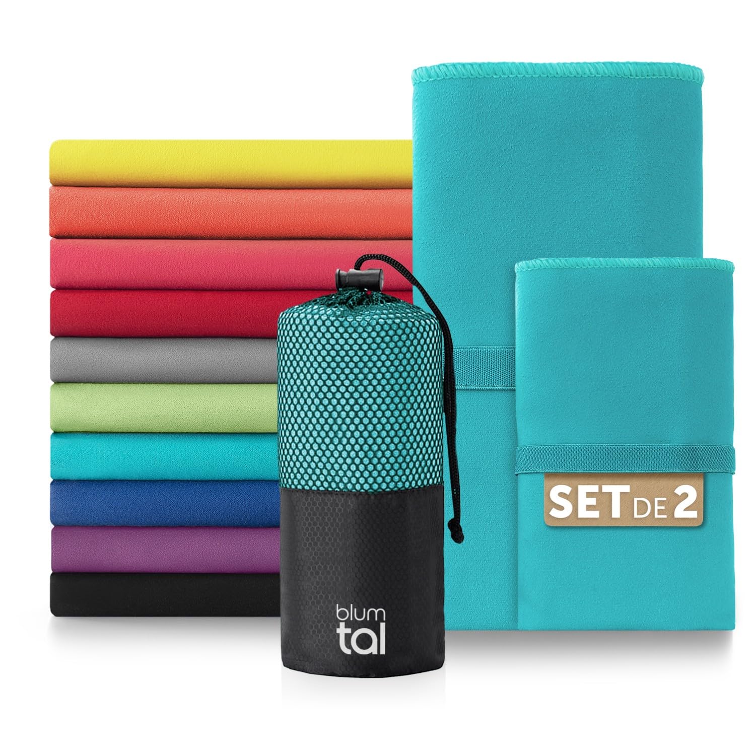 Blumtal Toalla Microfibra 180x90 cm + 80x40 cm - Toallas Gimnasio de Microfibra de Secado rápido - Toalla Gym - Toallas…