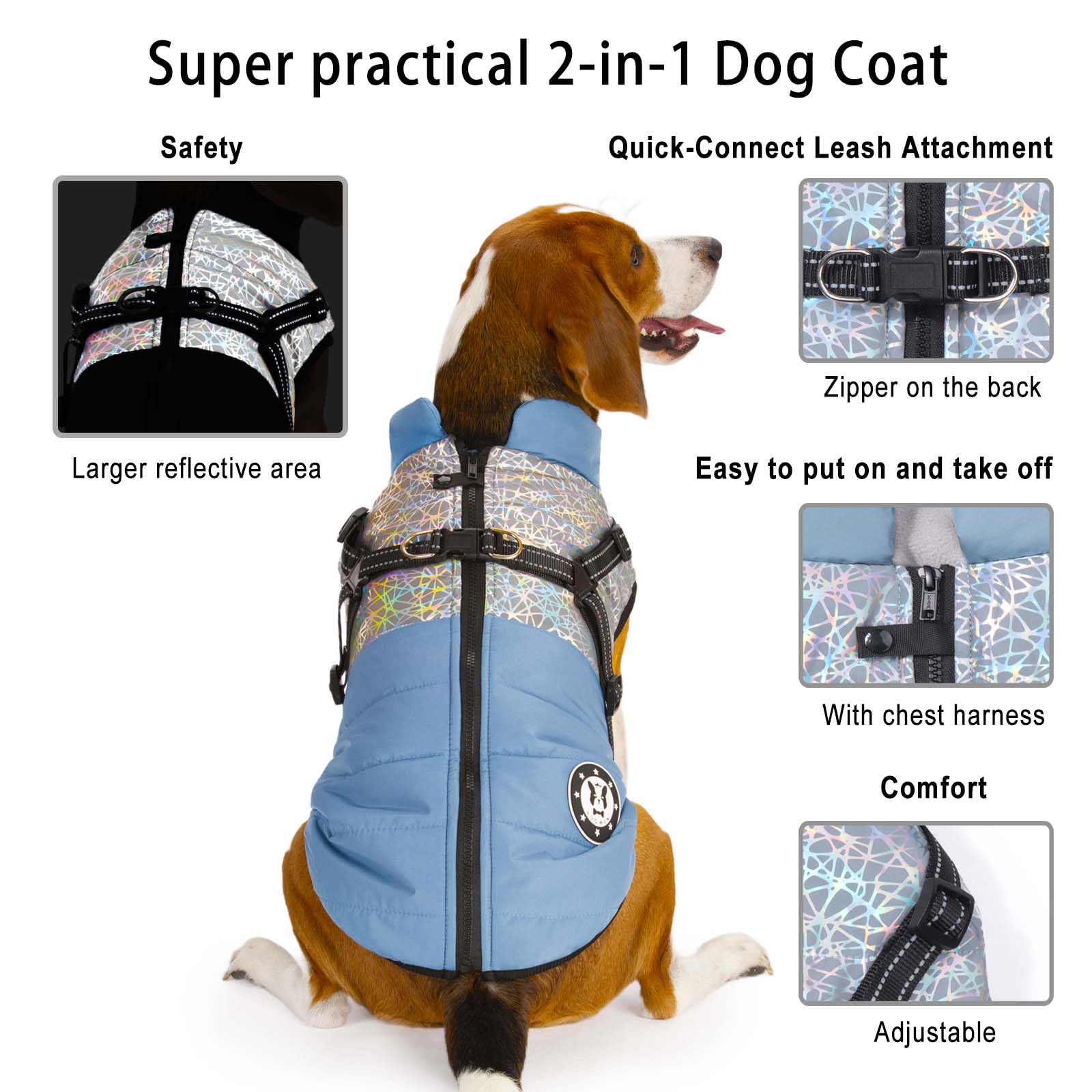 LUOWAN Cappottino Cane Taglia Piccola e Media Taglia - Cappotto Cane - Giacca Invernale Impermeabile con Imbracatura - Gilet Caldo