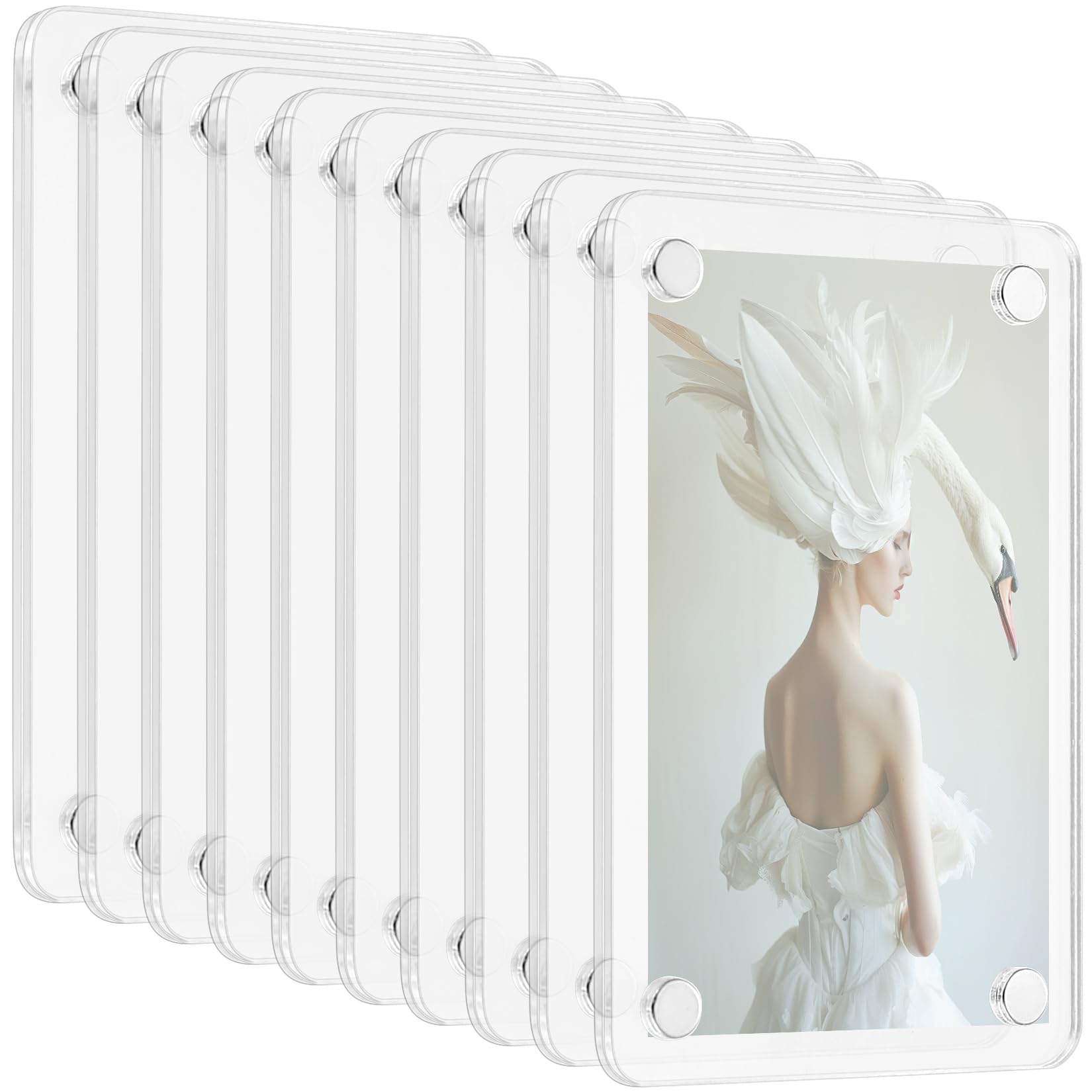 10 Sets(20 Panels) Magnetic Photo Frames for Fridge, 3.54x2.36 inch(9x6 cm) Single Panel 2mm Thick, Clear Double Sided Picture Frames, Acrylic Photo Block, Frameless Photo Display — image 1